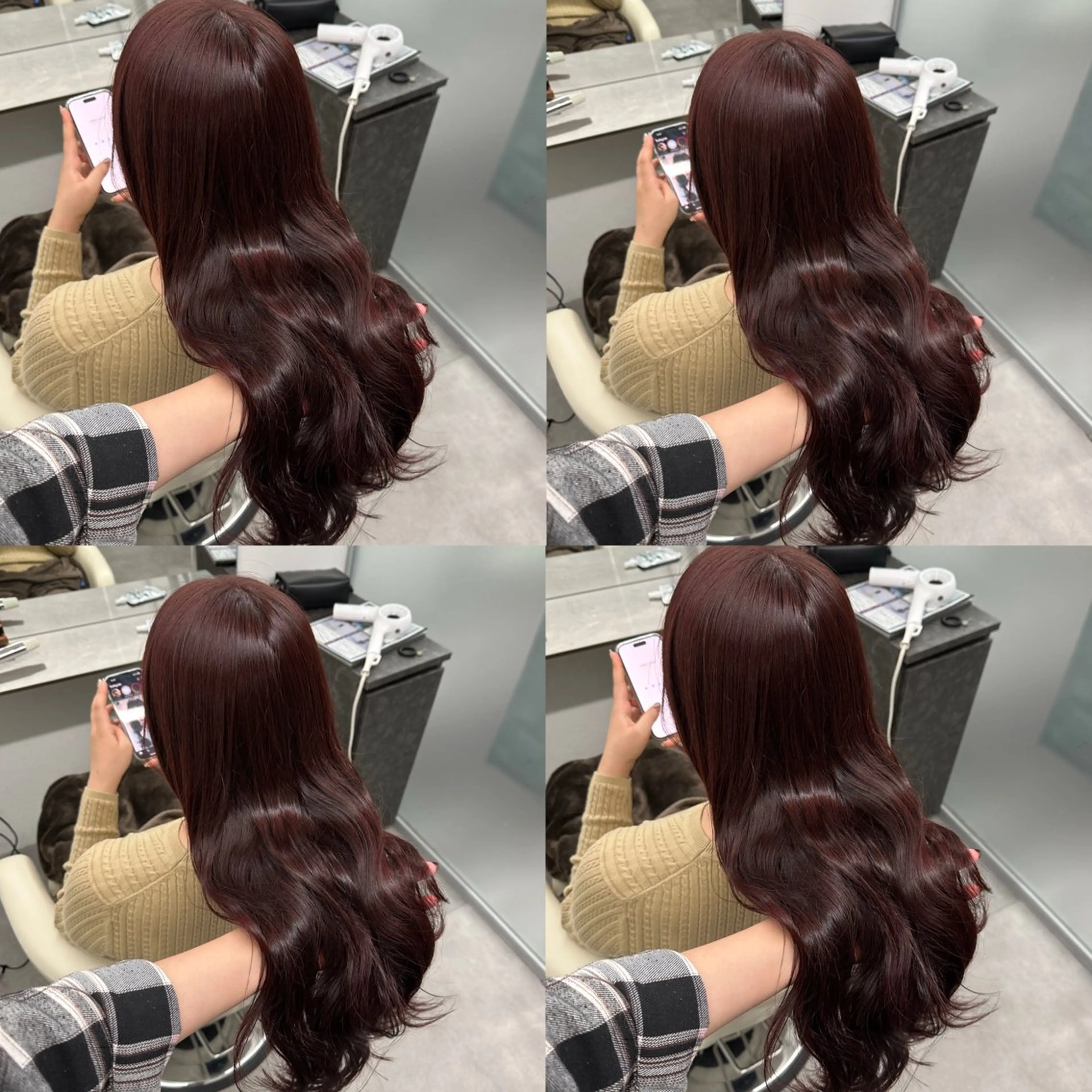 ロング カラー 韓国風ヘア 小顔カット カット ヘアカラー トリートメント 江坂トレンド韓国風 髪質改善shinoのヘアスタイル