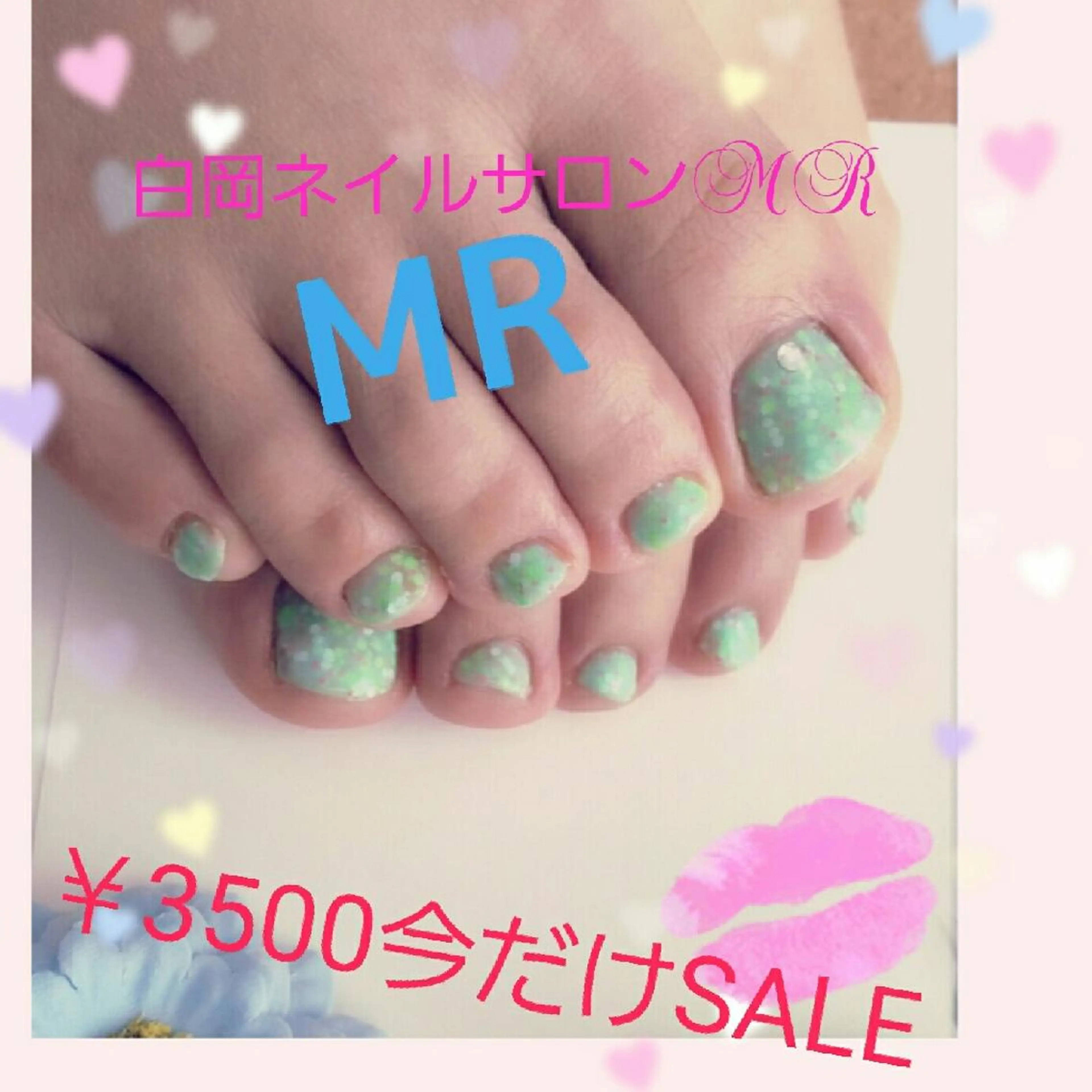 ミディアム ショート ネイル フットネイル Uchida meのネイルデザイン