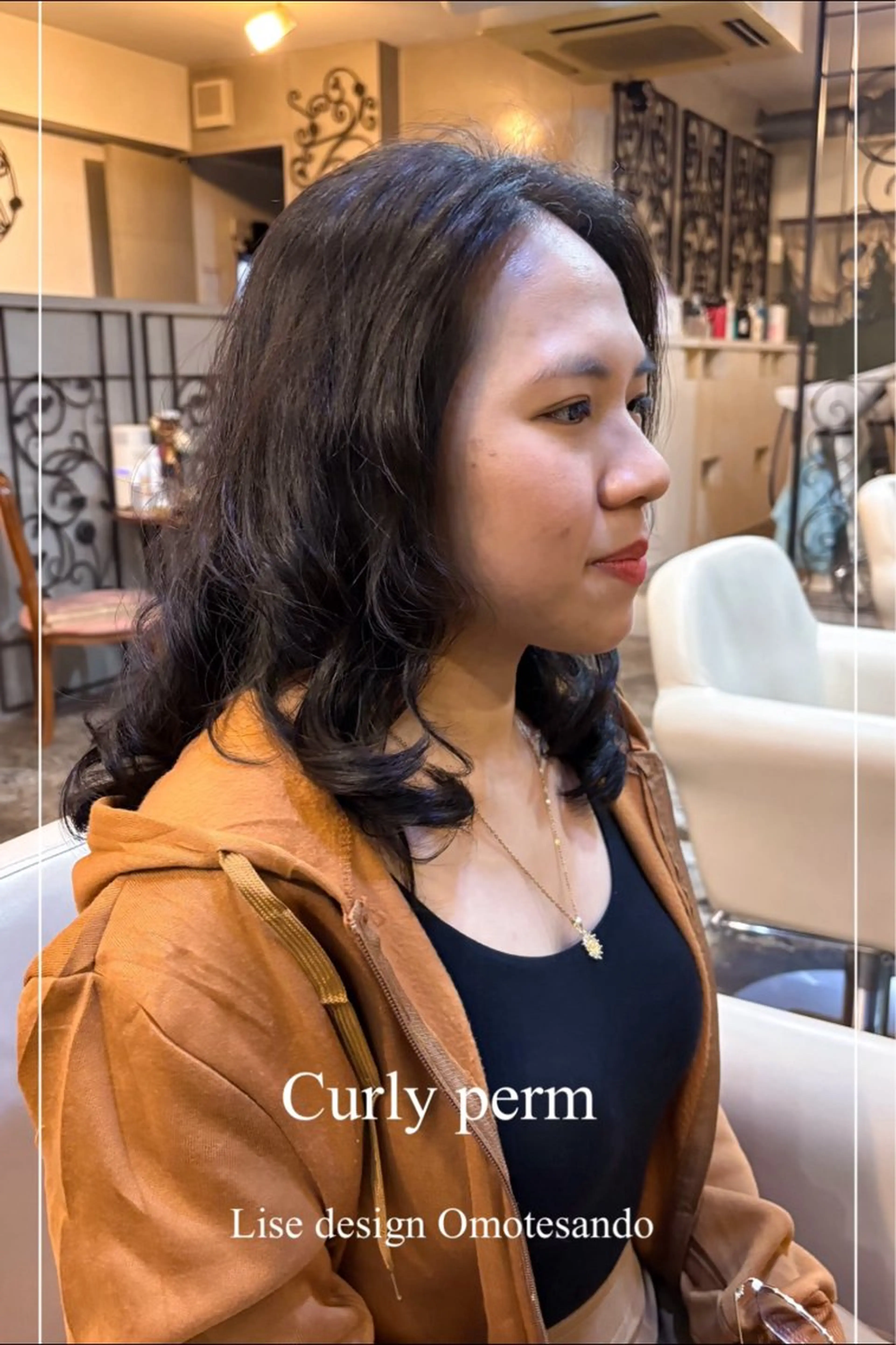 セミロング パーマ ヘアアレンジ カット パーマ ヘアセット 表参道Lise おおいしおりのヘアスタイル