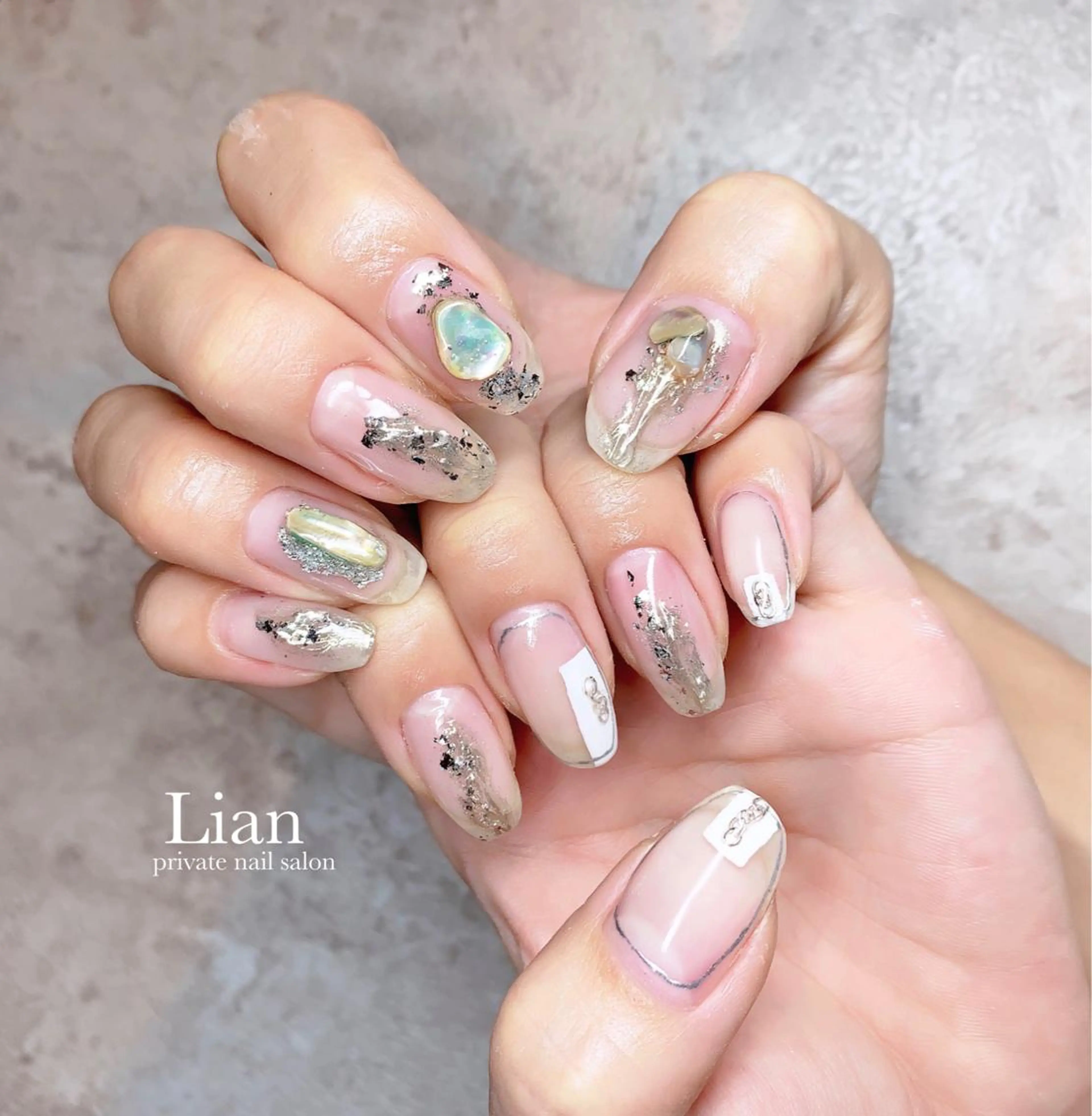 ネイル クリアネイル キラキラネイル ミラーネイル ニュアンスネイル nailsalon Lenoaのネイルデザイン