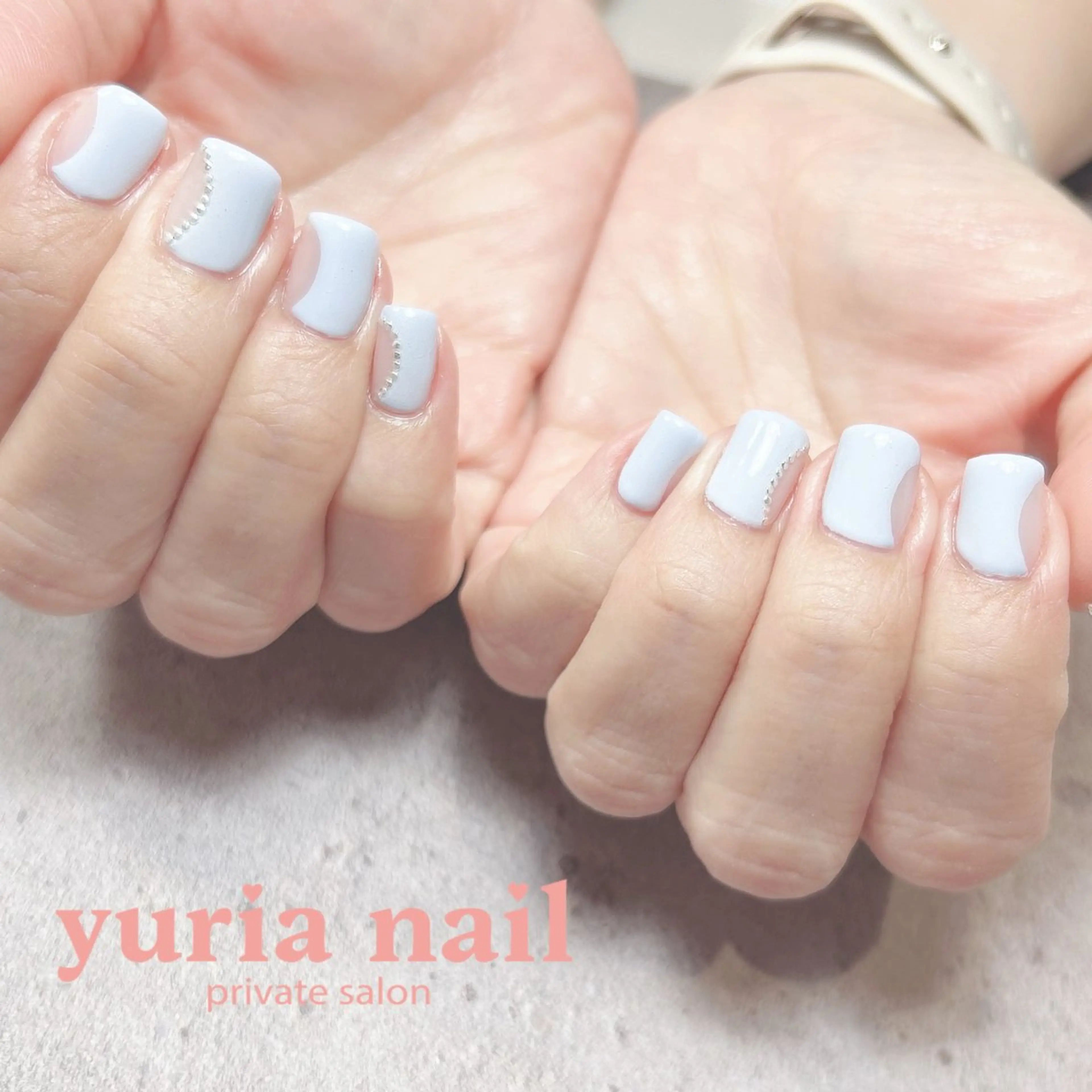 ネイル アートネイル ブルー ジェルネイル パステルネイル ハンドネイル 小林 ゆりあのネイルデザイン
