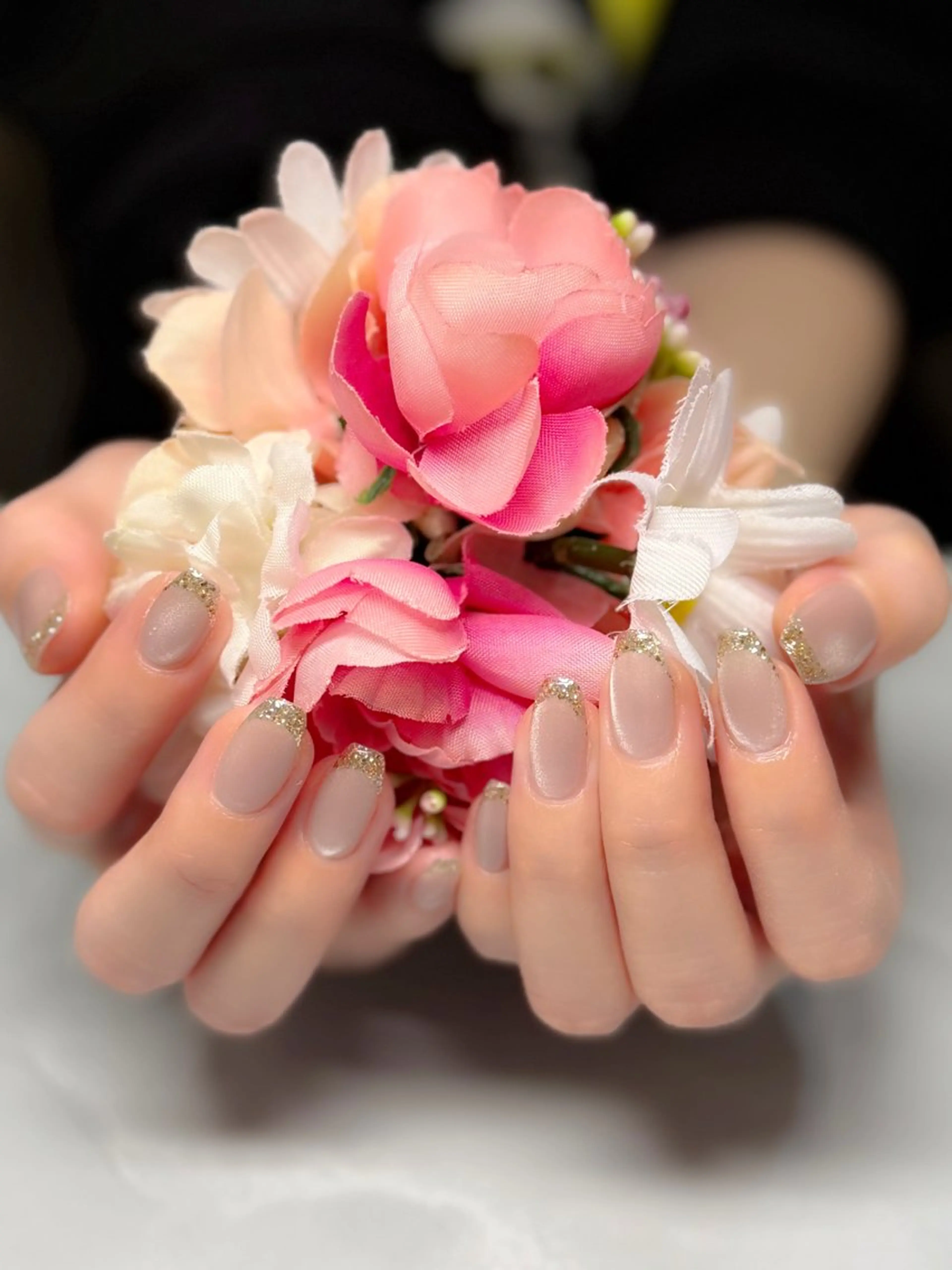 ネイル フレンチネイル ラメ(グリッター) ｎｙａｓｕ ｎａｉｌのネイルデザイン