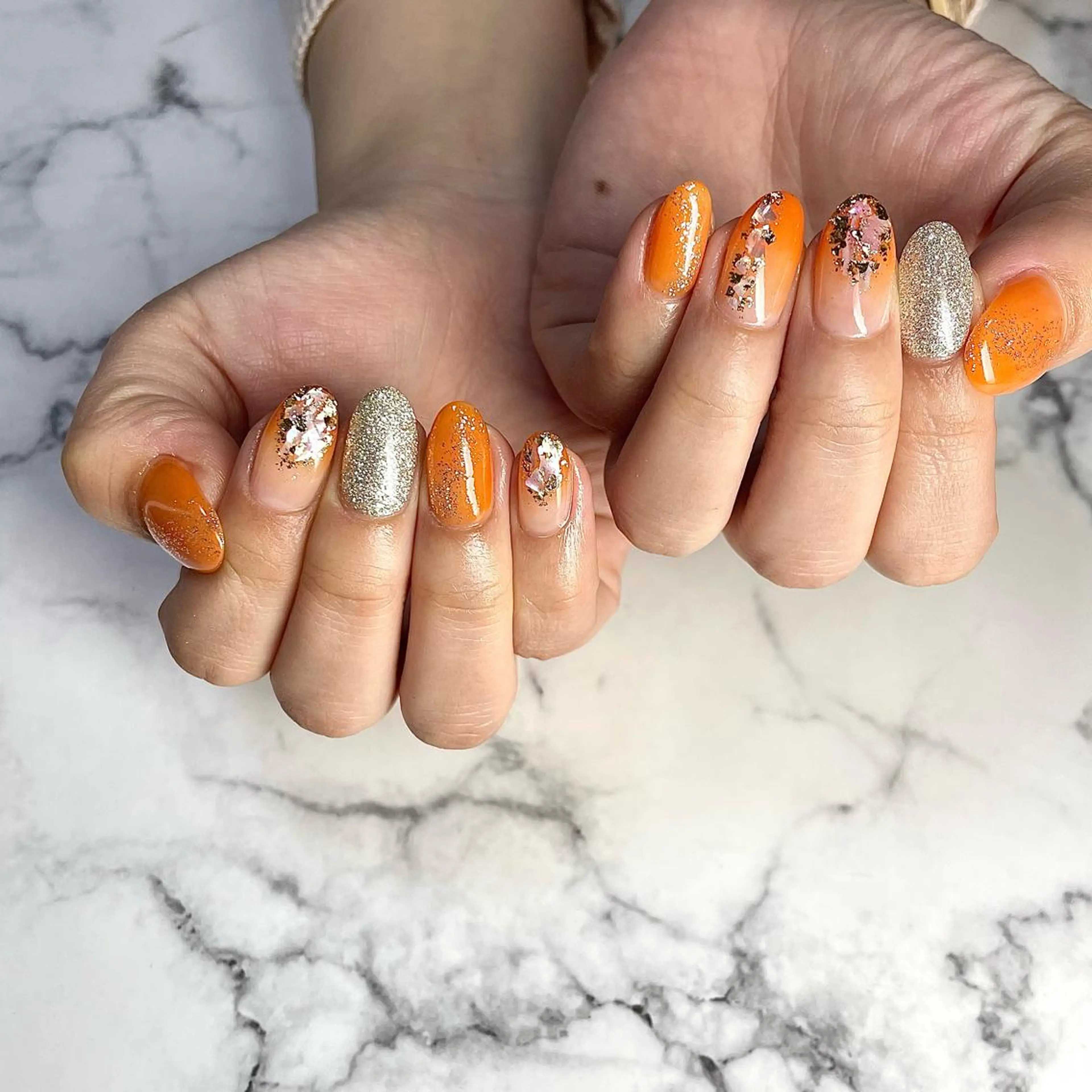 ネイル オレンジ Mnail mayuのネイルデザイン