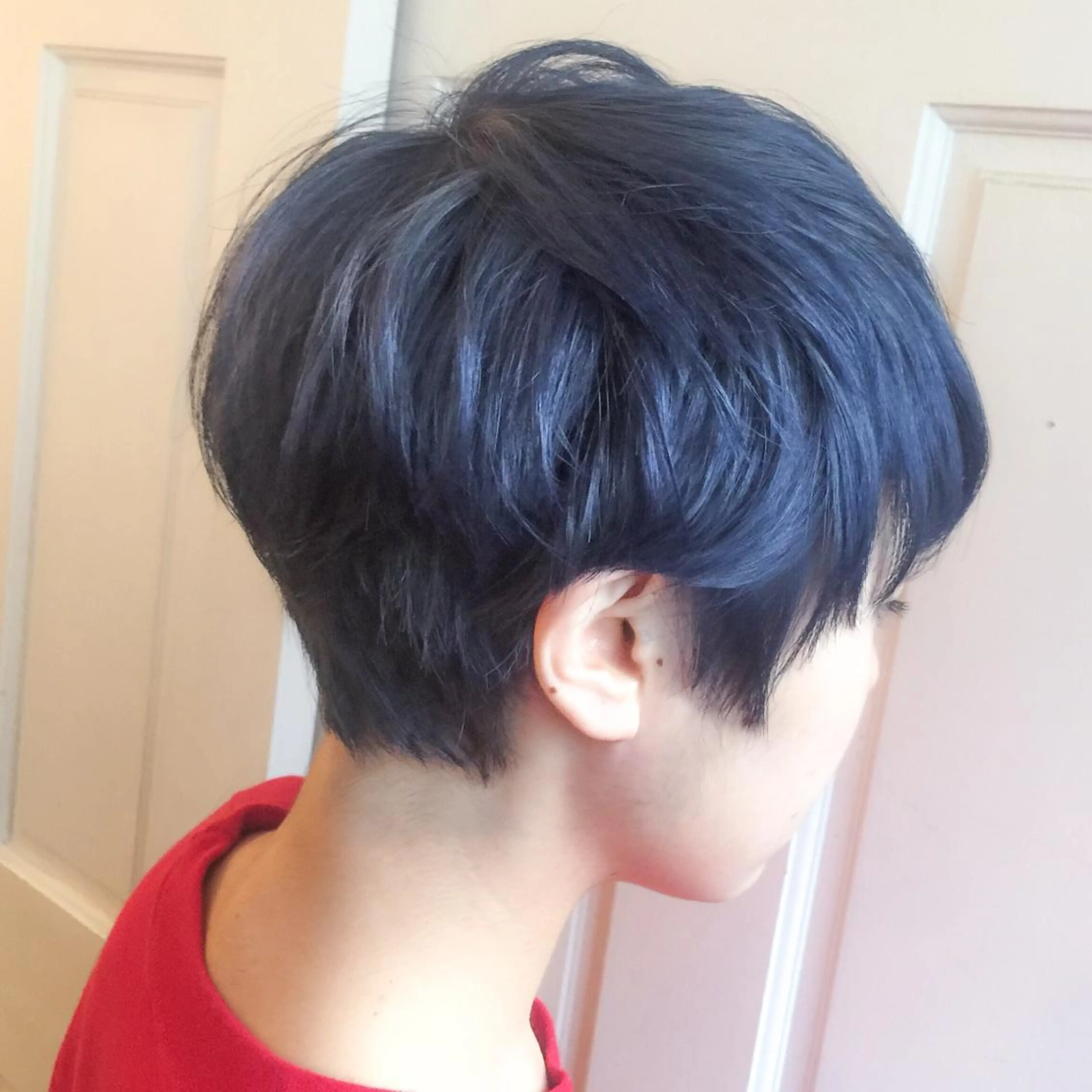 ショート カラー ネイビーカラー ショートヘア ホワイト&レイヤーカ ットエクステ長畠俊輔のヘアスタイル