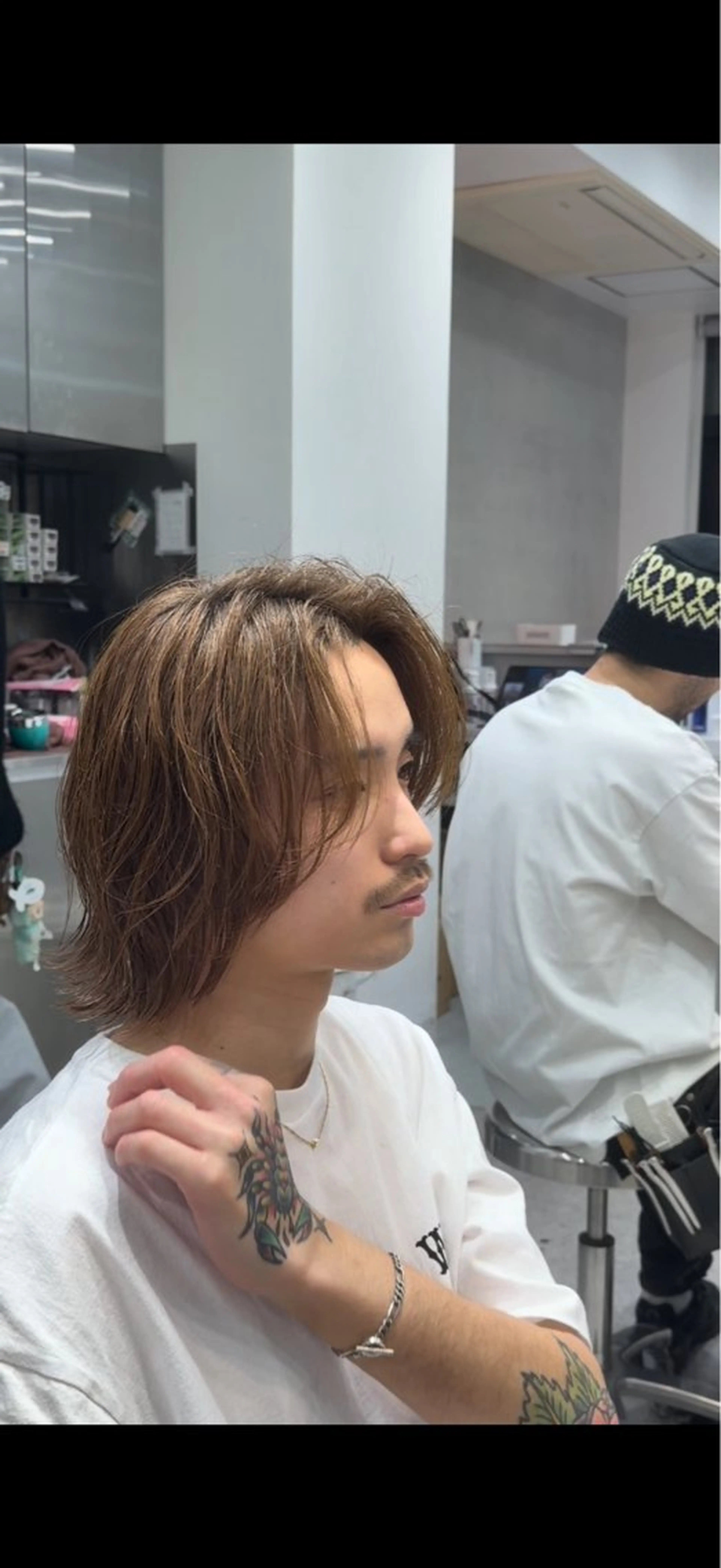 ミディアム カラー パーマ メンズ カット パーマ fifth shibuya所属・fifth 菅崎愛斗のヘアスタイル