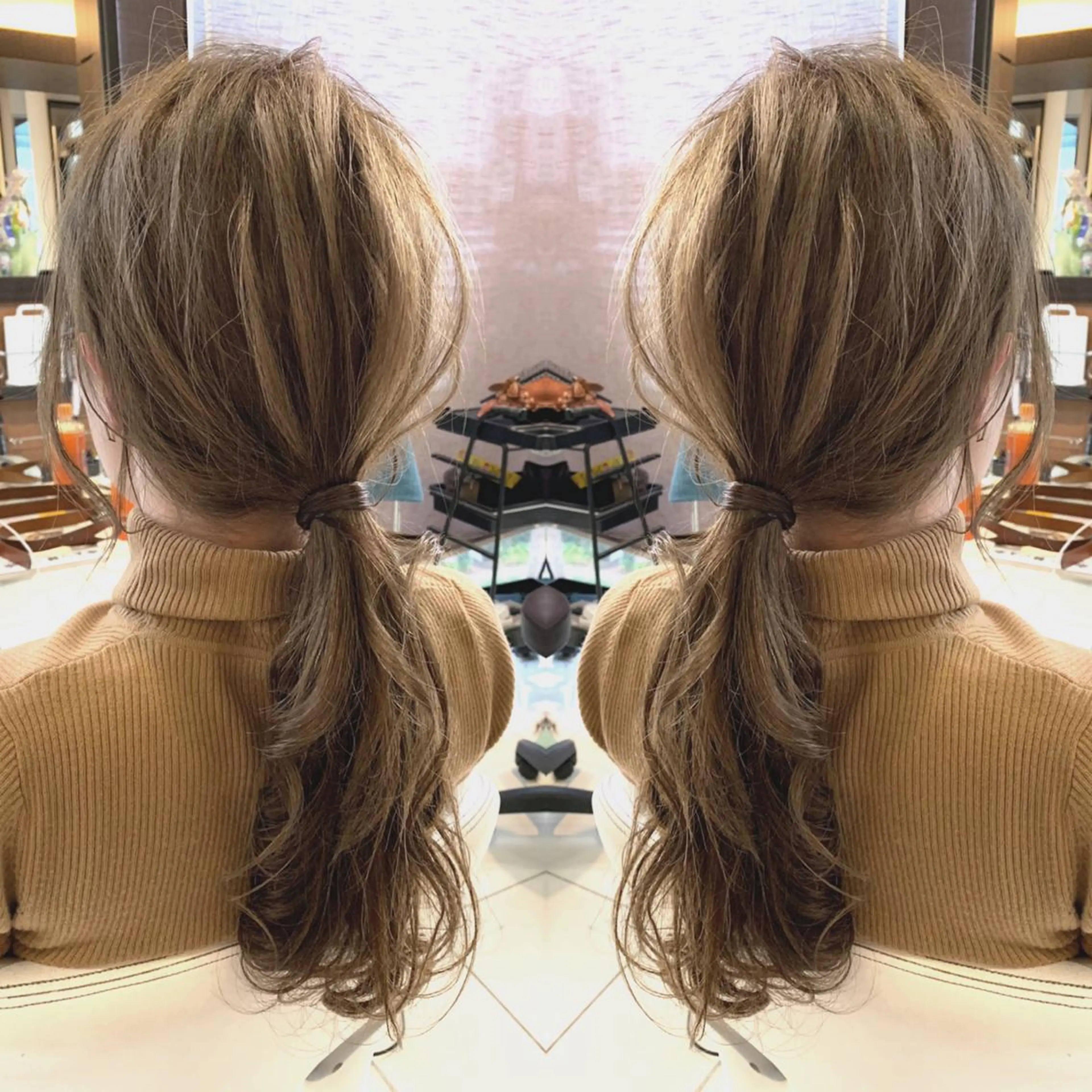 セミロング カラー ヘアアレンジ Merci メルシー 福岡、今泉のヘアスタイル