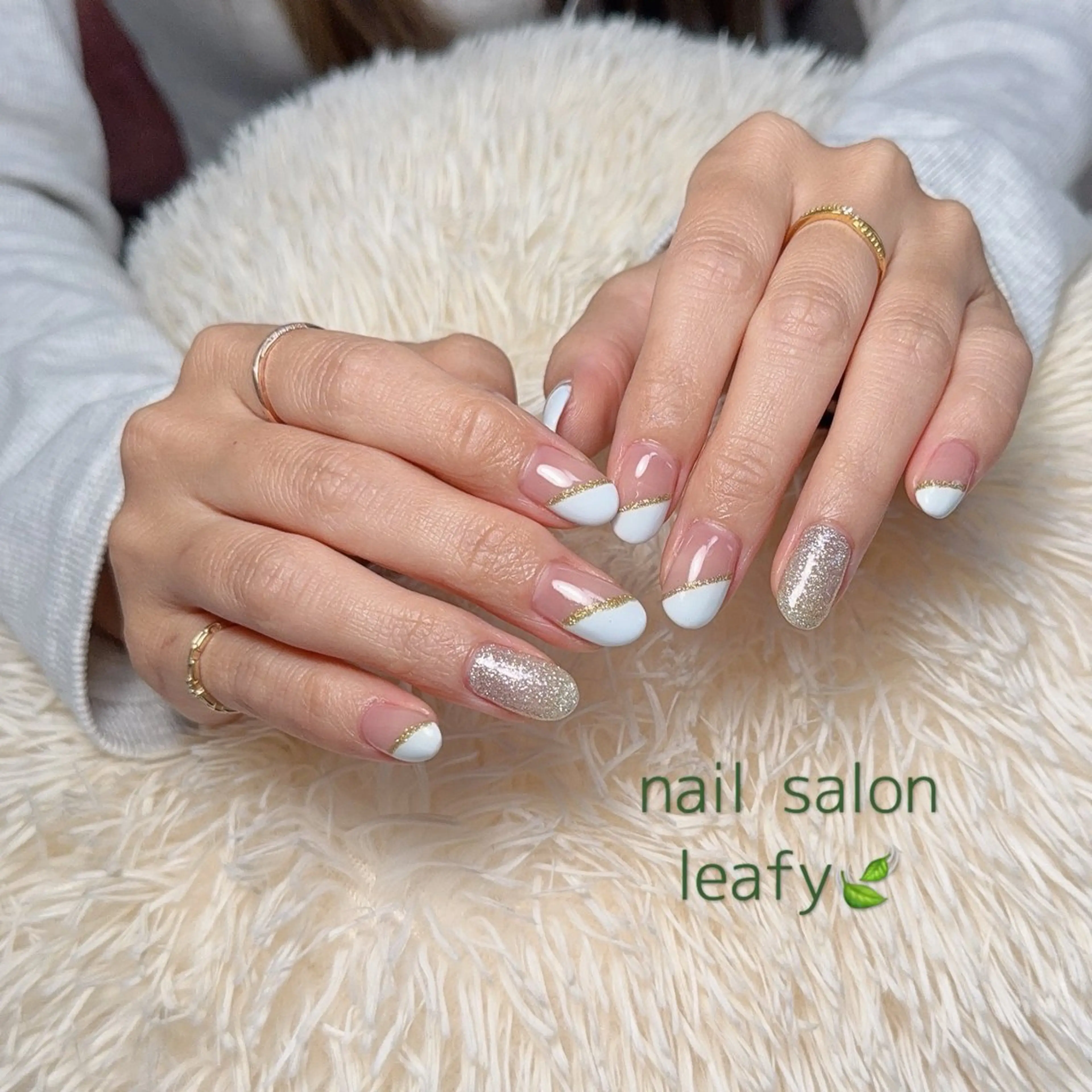 ネイル フラッシュネイル フレンチネイル ネイルサロン leafyのネイルデザイン