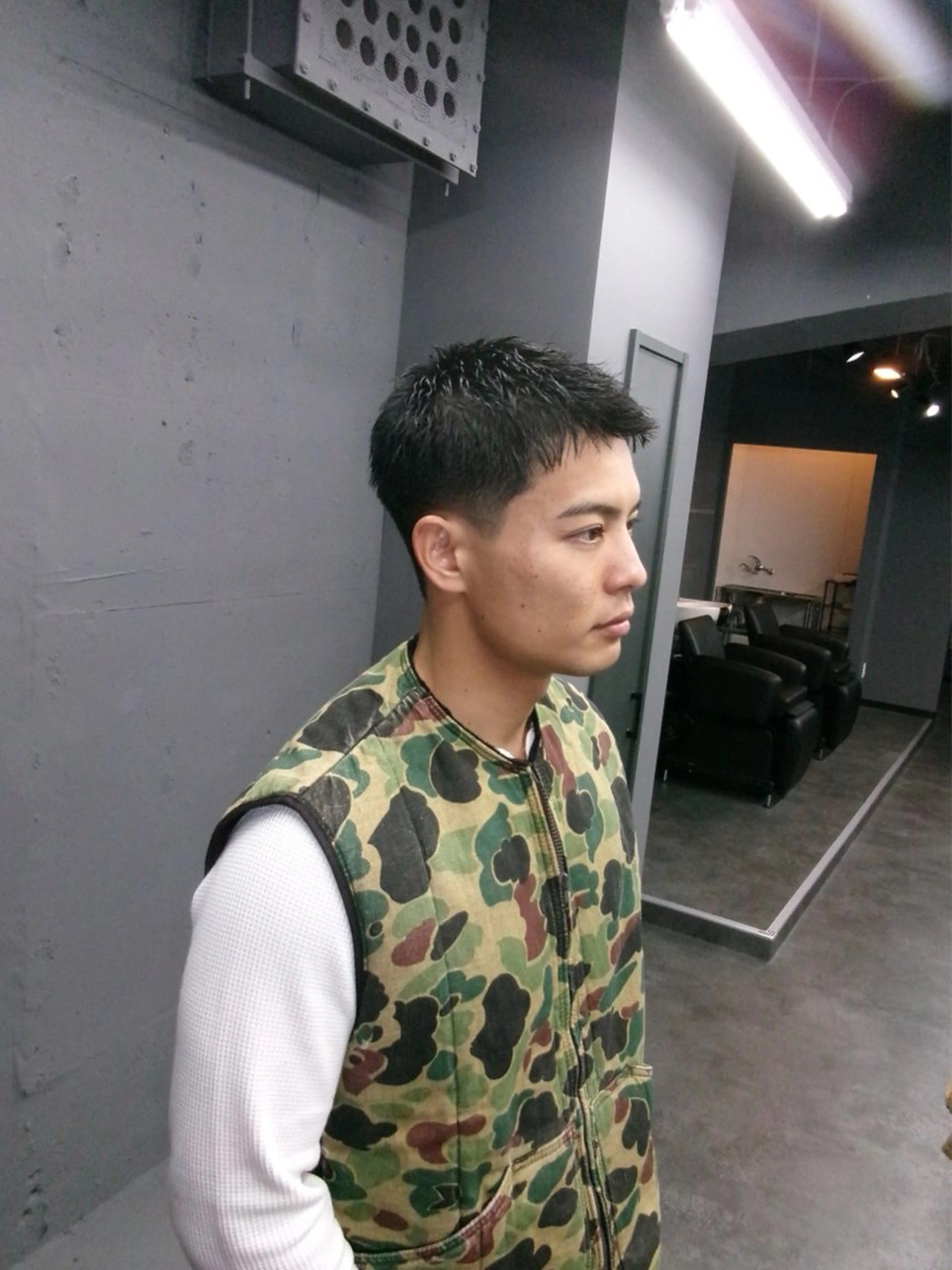 メンズ カット スパイキーパーマ 柏NO1 藤本葉のヘアスタイル