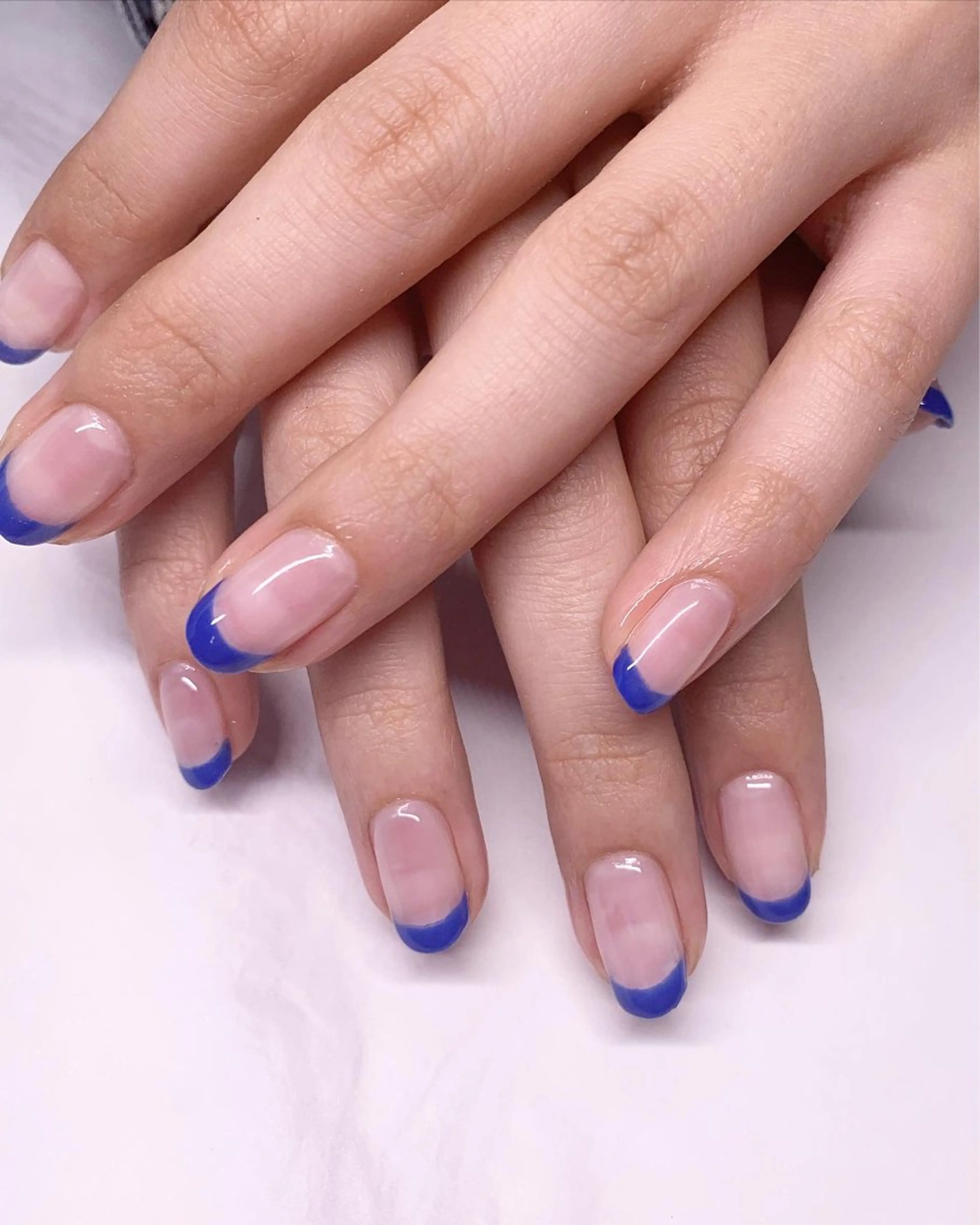 ネイル ブルー クリアネイル フレンチネイル nail salon happinessのネイルデザイン