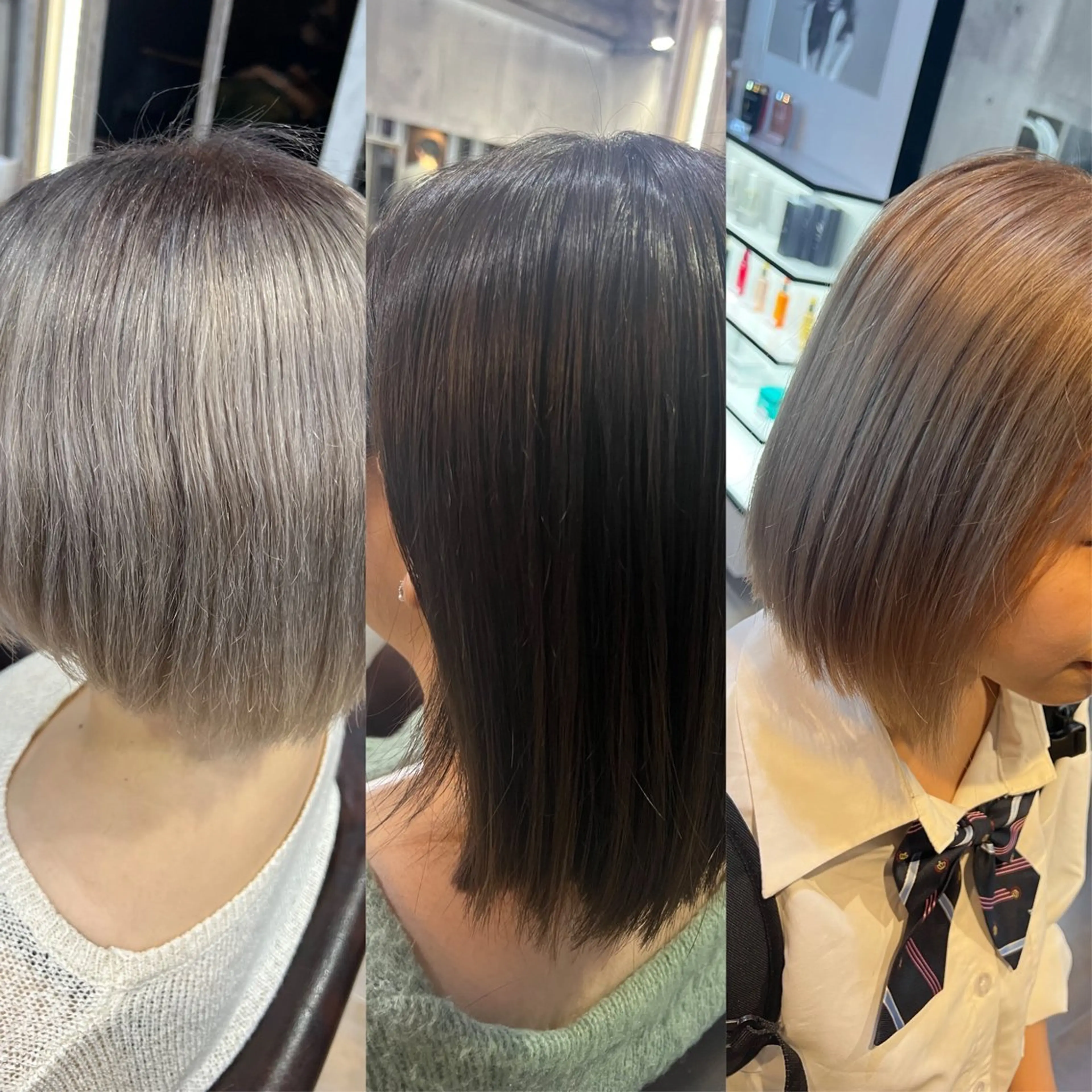 ミディアム カラー ヘアアレンジ シールエクステ ミディアムパーマ バレイヤージュ ダブルカラー グラデーションカラー ミルクティーハイトー ン💖Mikaのヘアスタイル