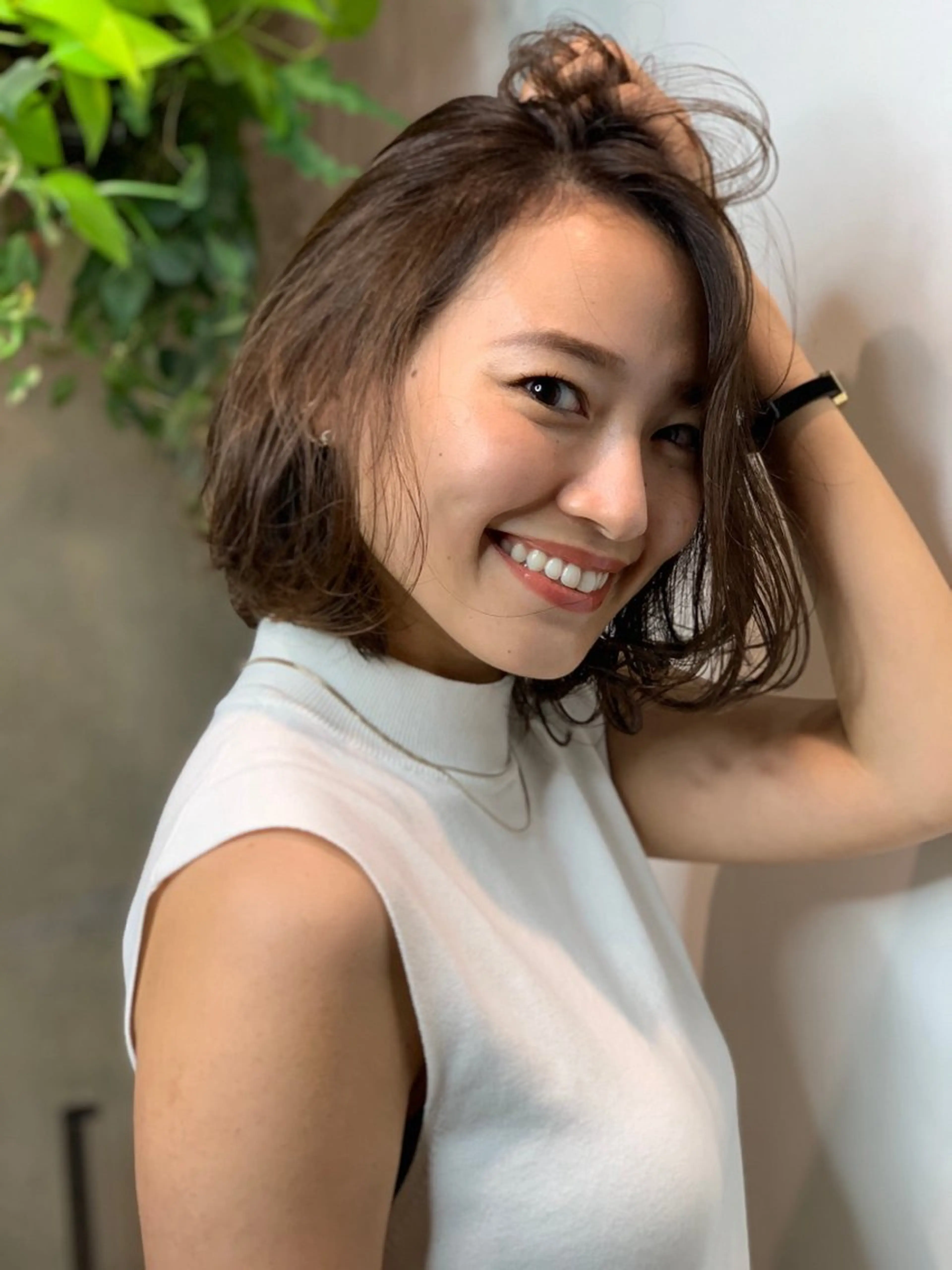 ミディアム カラー 馬場 彩のヘアスタイル