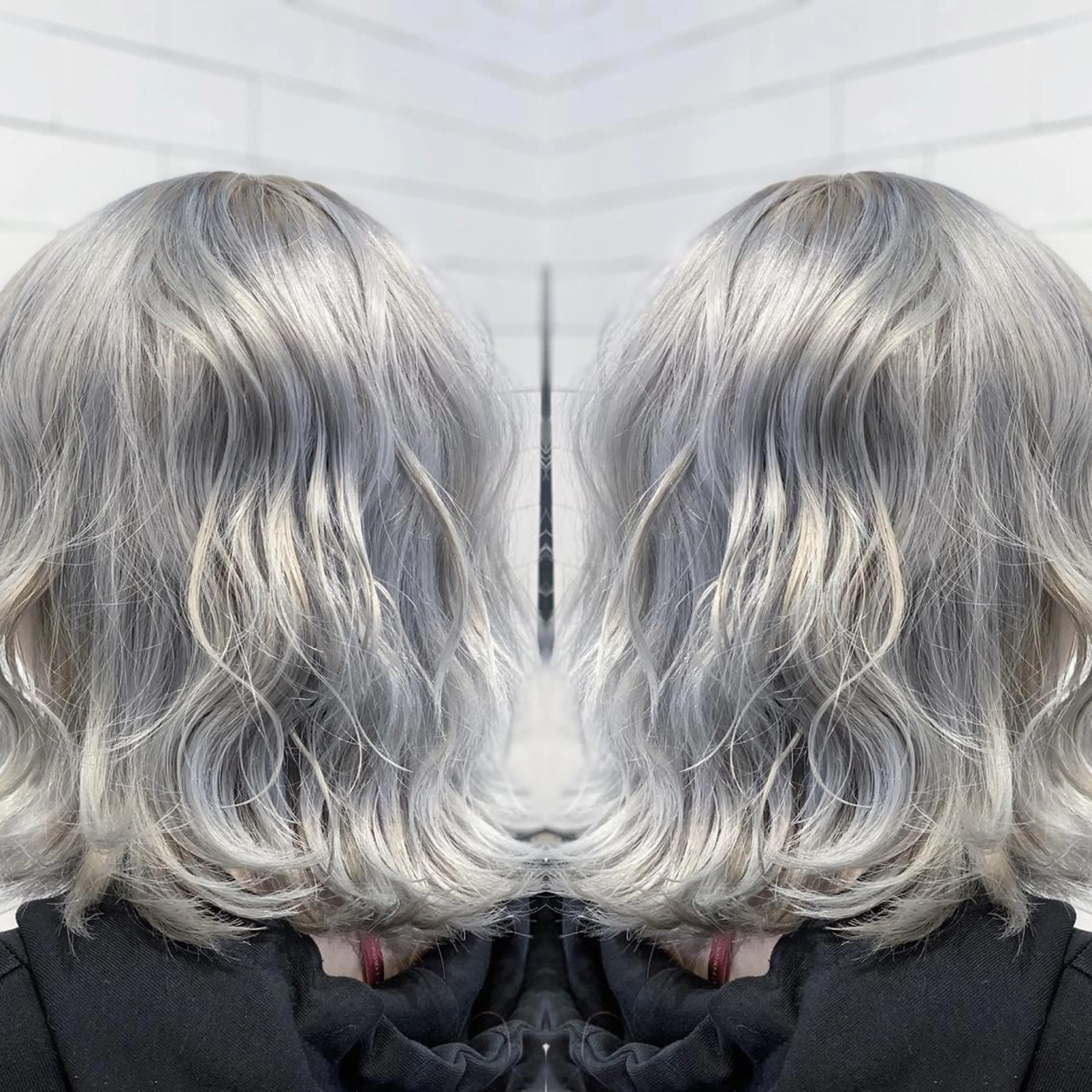 ミディアム カラー ヘアアレンジ 髪質改善×ハイトーン 中田啄也のヘアスタイル