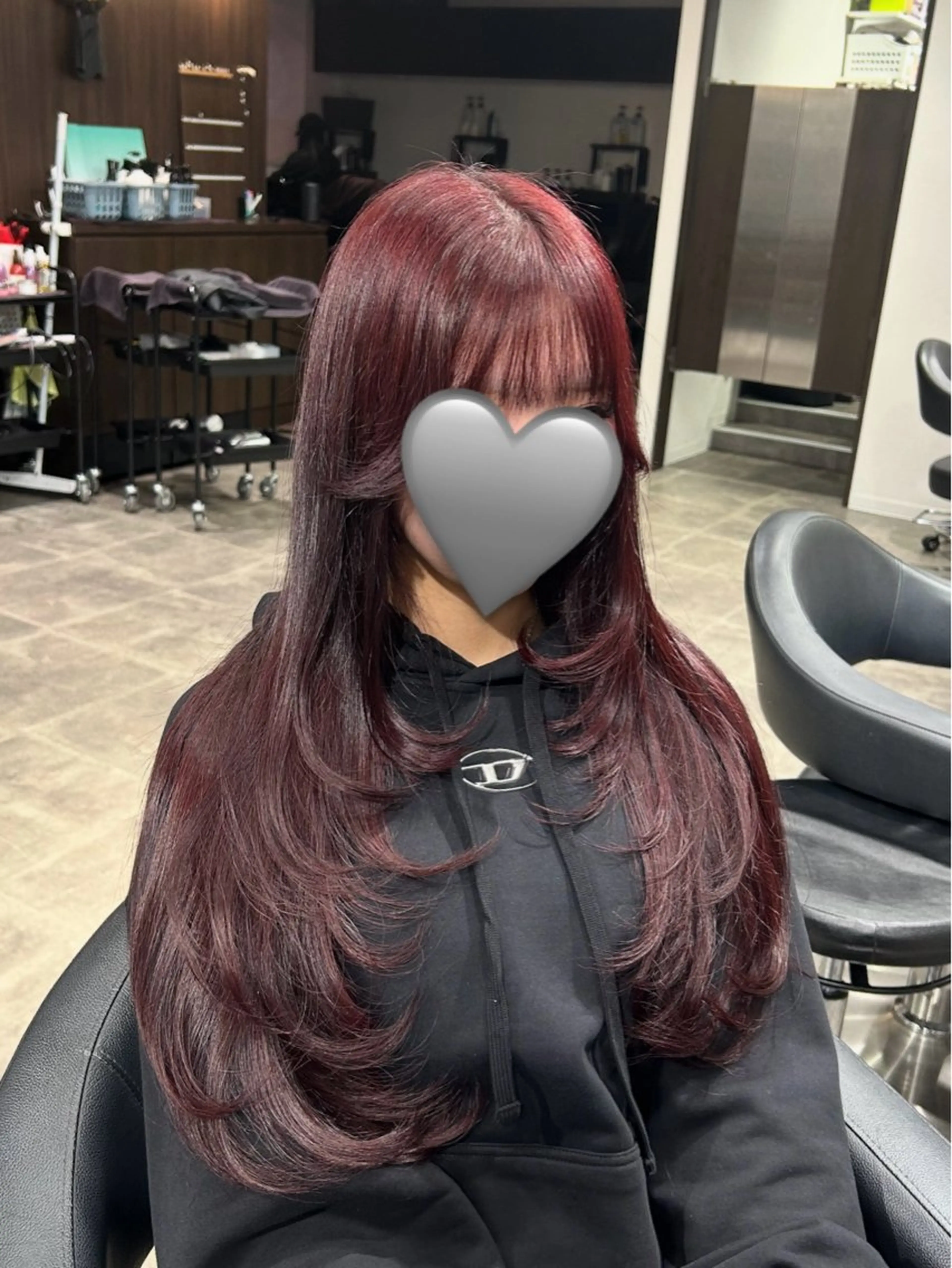 セミロング カラー ヘアアレンジ ヘアカラー トリートメント ヘッドスパ ヘアセット 💎韓国/ レイヤー カット/ 暖色🫧のヘアスタイル