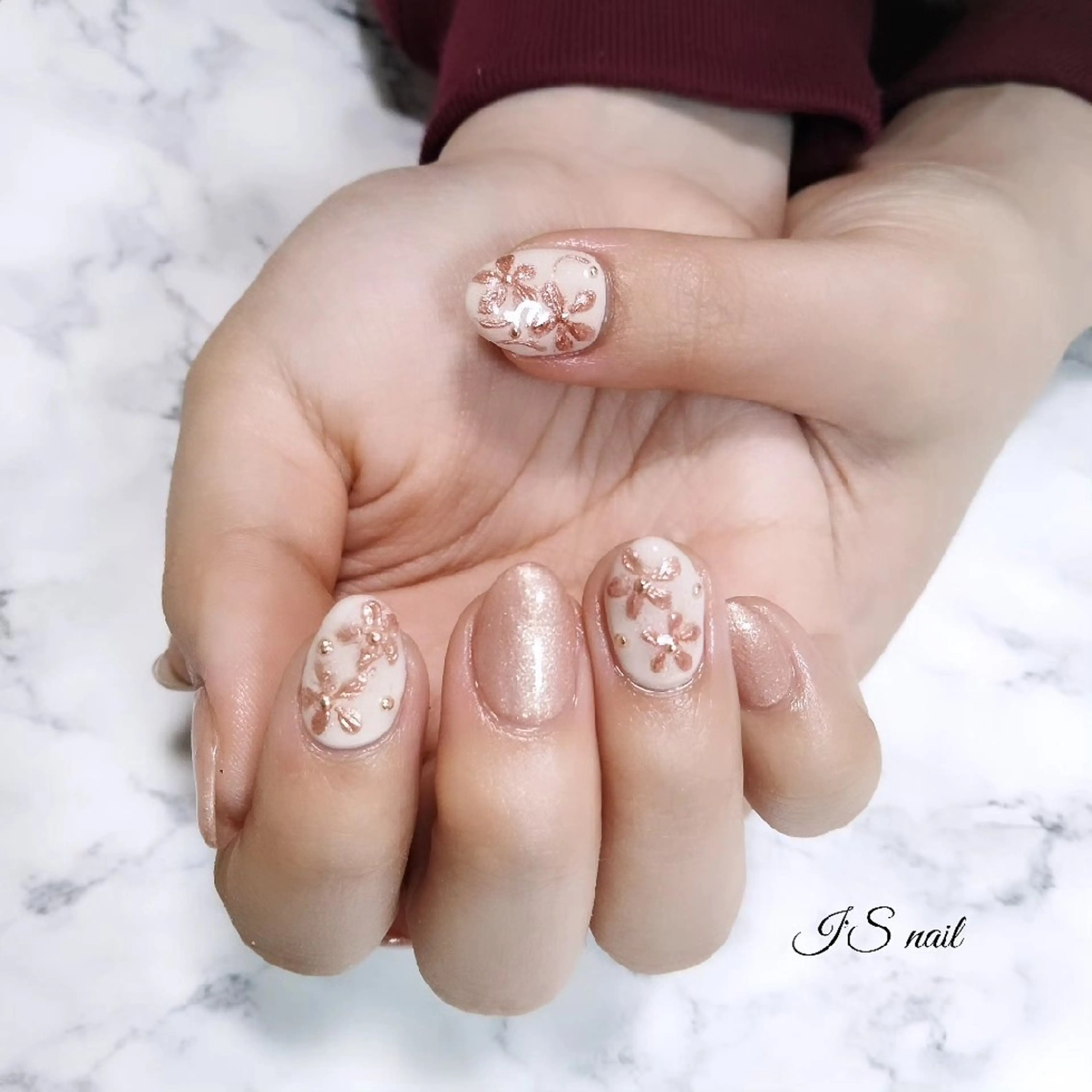 ネイル フラワーネイル ミラーネイル I'S nail 佐野のネイルデザイン