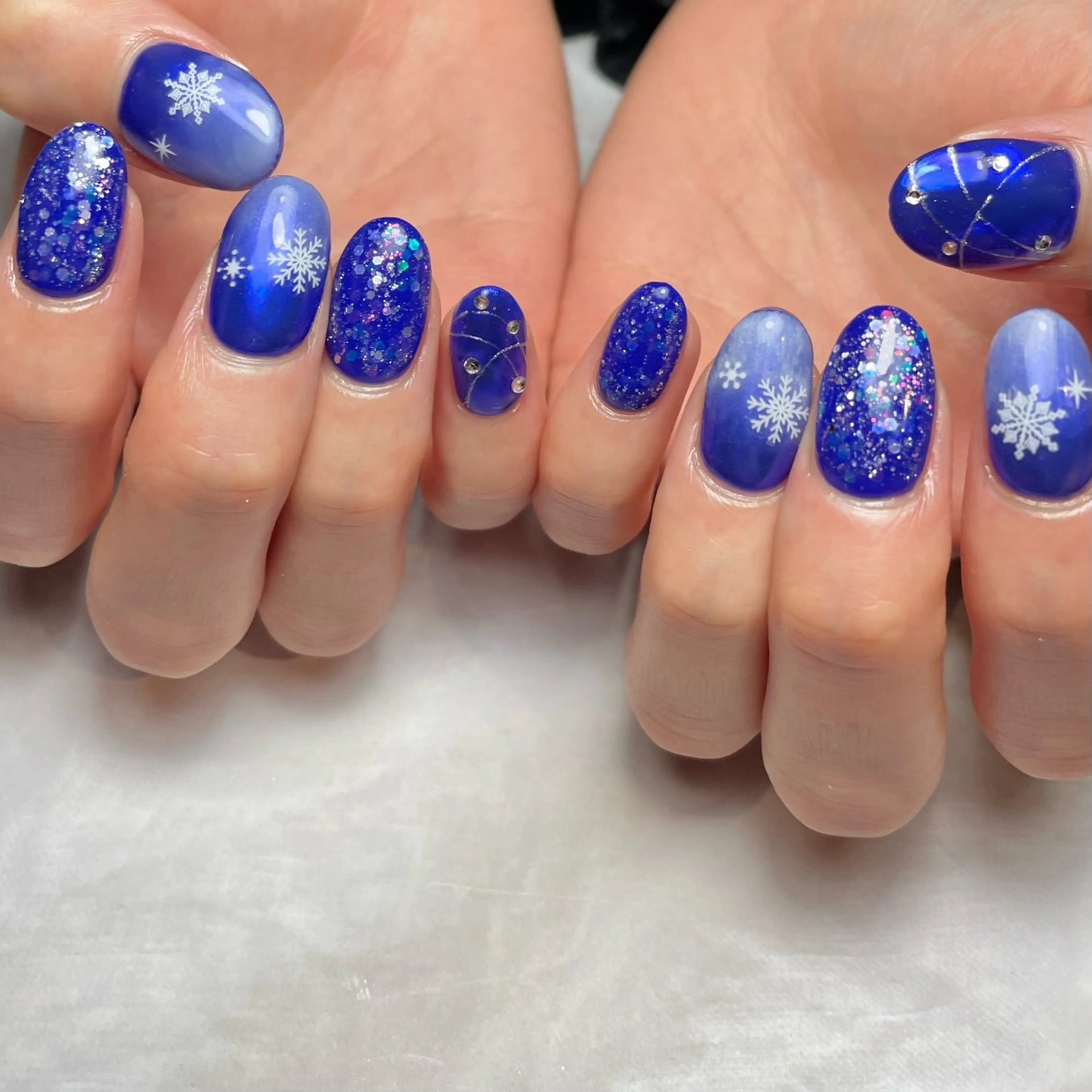 ネイル ブルー 持ち込み ハンドネイル Reflection marikoのネイルデザイン