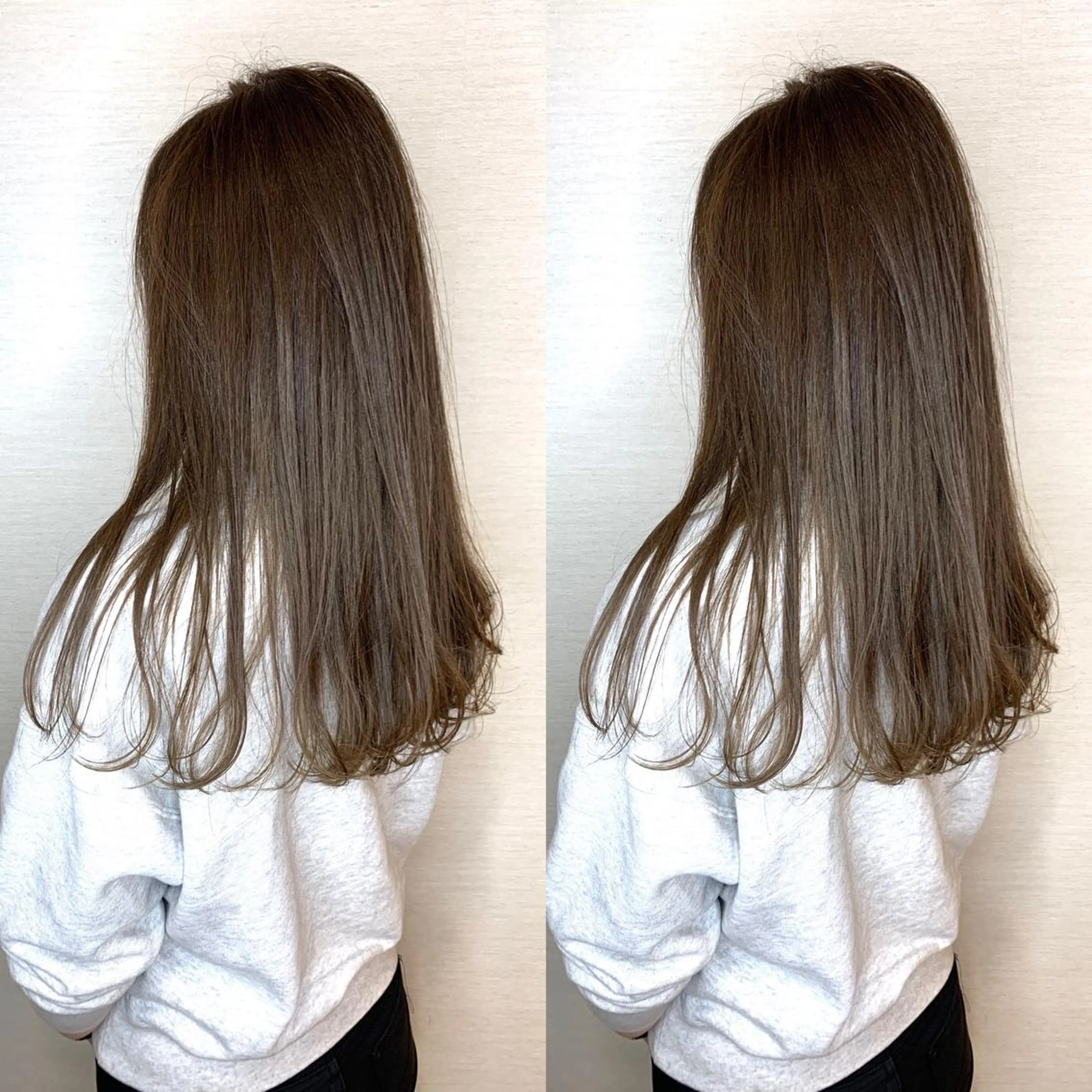 ロング カラー ベージュカラー 韓国レイヤーカット/ ダブルカラーのヘアスタイル