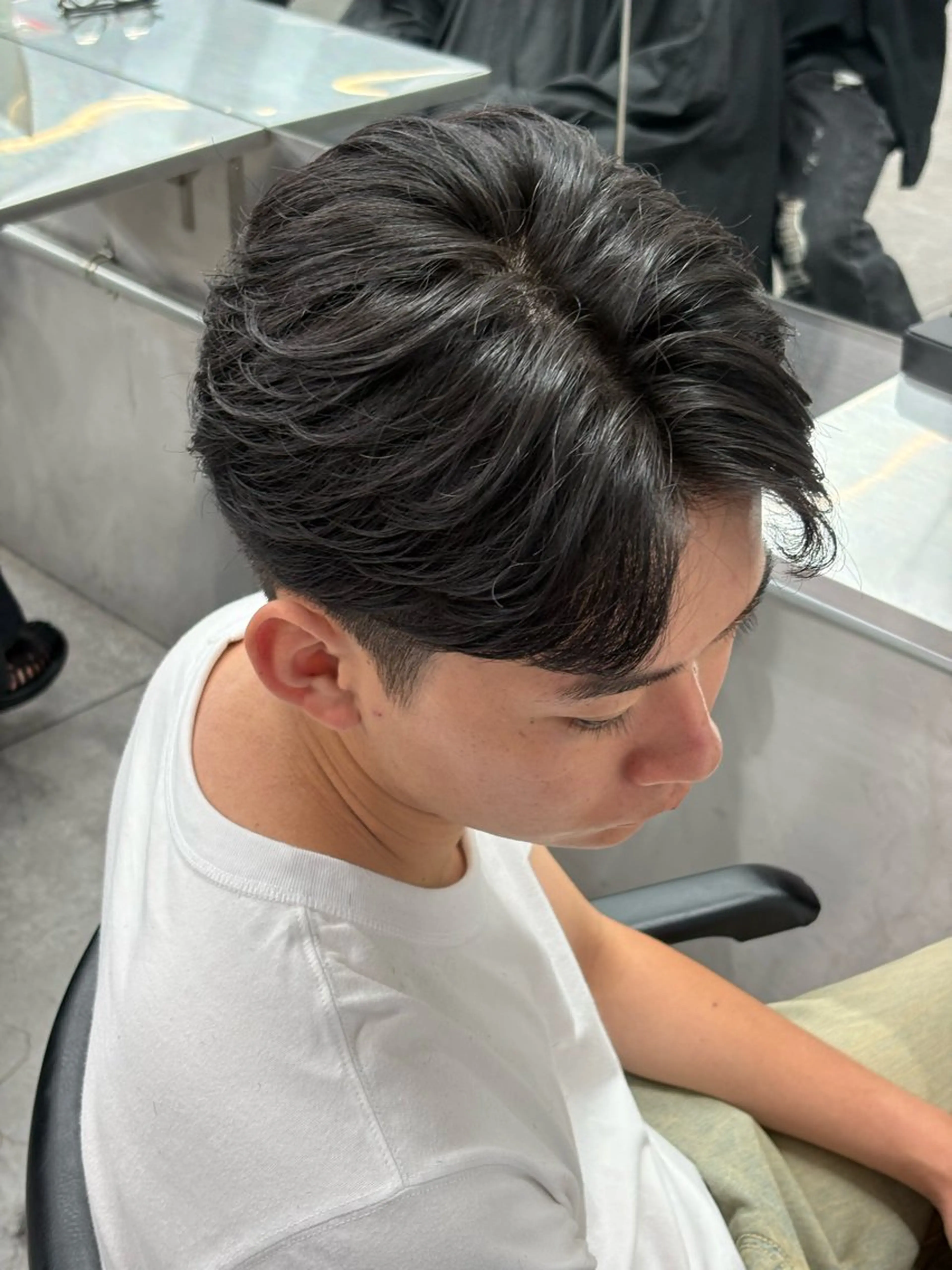 ショート カラー パーマ メンズ カット ヘアセット メンズパーマ特化 🔥韓国ヘア職人🔥のヘアスタイル