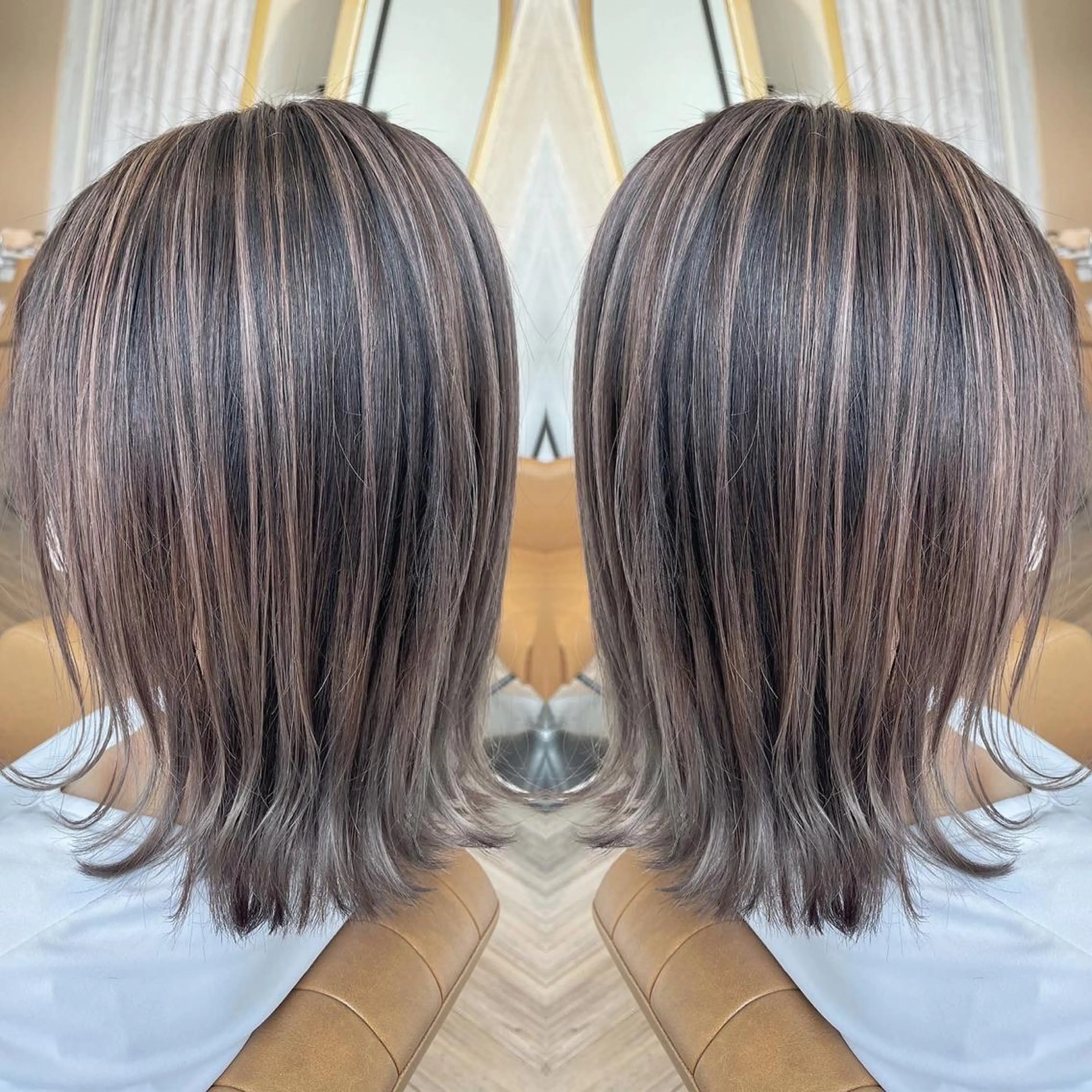 ミディアム カラー アッシュ グレージュ 外国人風カラー レイヤーカット ヘアカラー トリートメント 河合秀明/ショート /ボブ/レイヤーのヘアスタイル