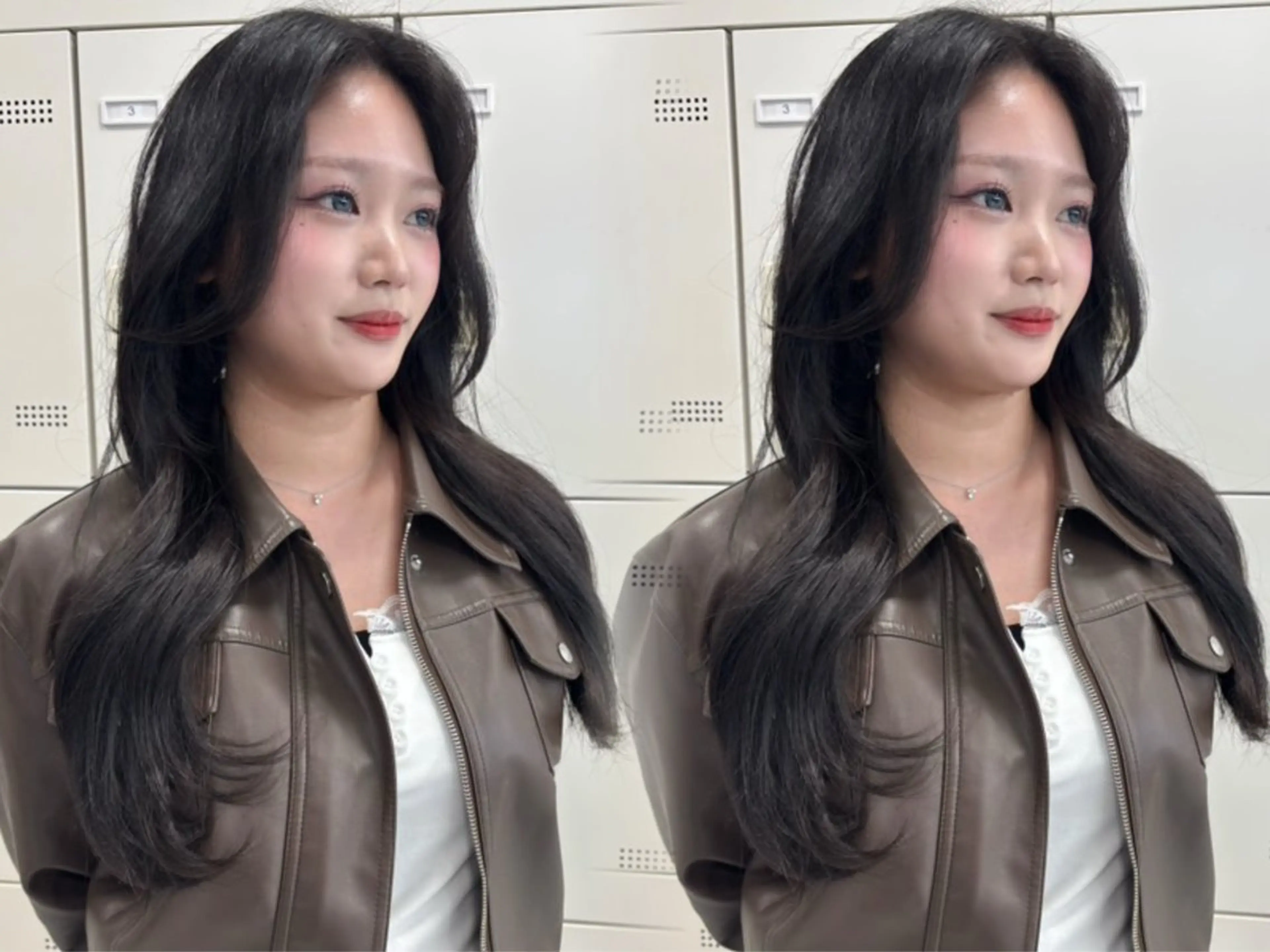 ロング カット ヘアカラー 韓国ヘア/ブリーチ無 しWカラー/オリーブのヘアスタイル