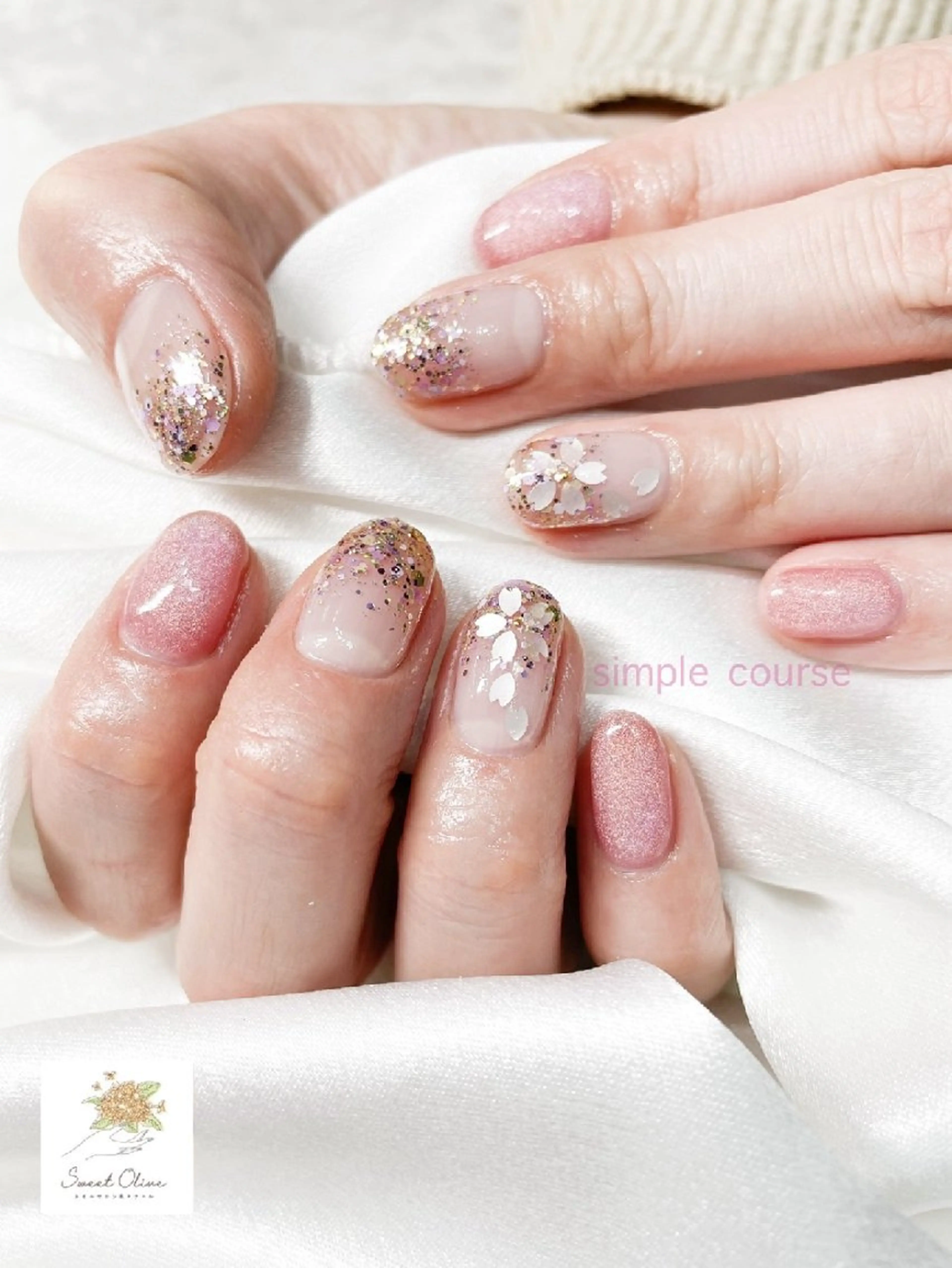 ネイル 桜ネイル マグネットネイル シンプルネイル 春ネイル ハンドネイル SweetOlive 春日部市のネイルデザイン