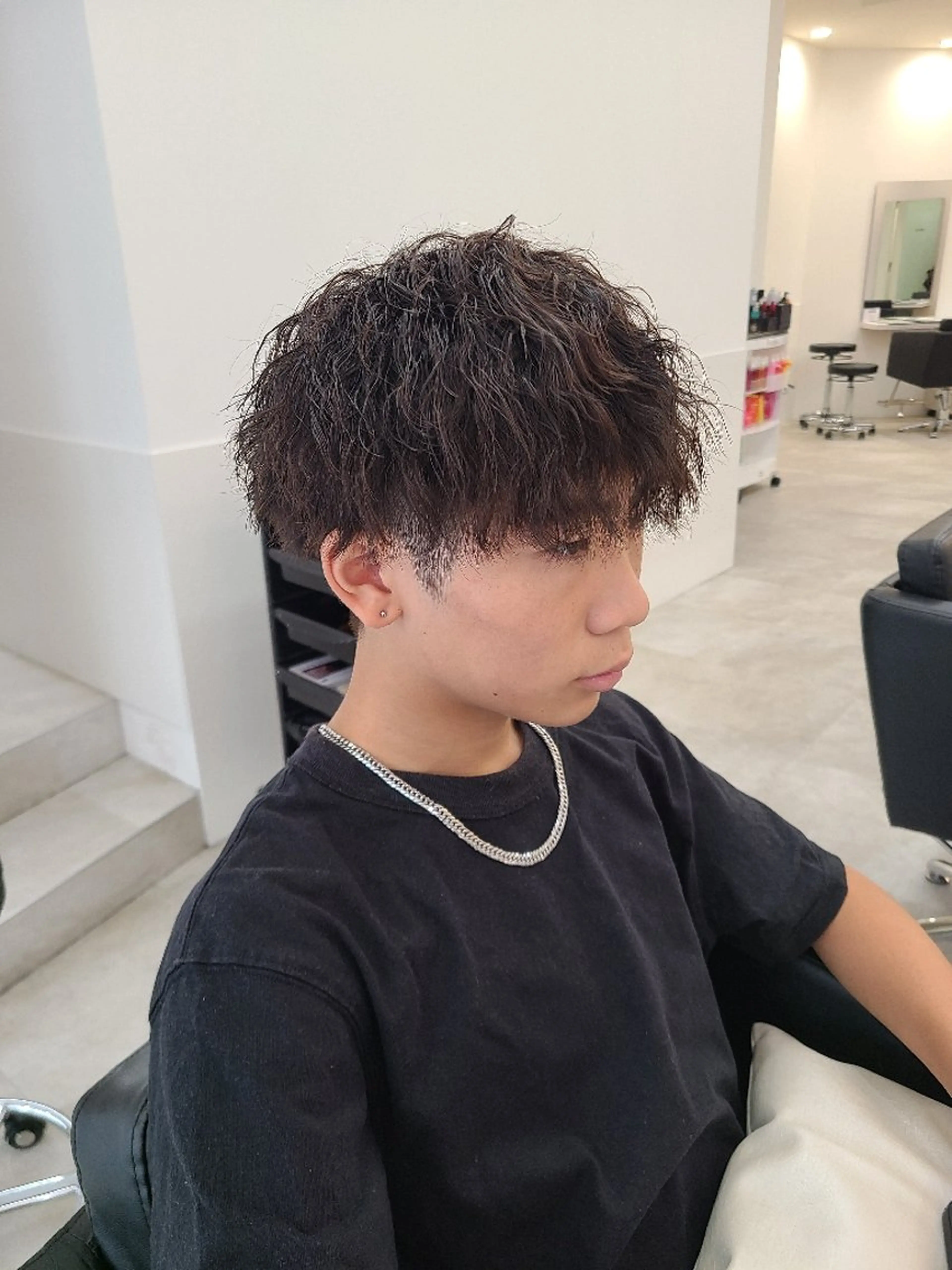 ショート パーマ メンズ カット パーマ 桐島 令奈のヘアスタイル