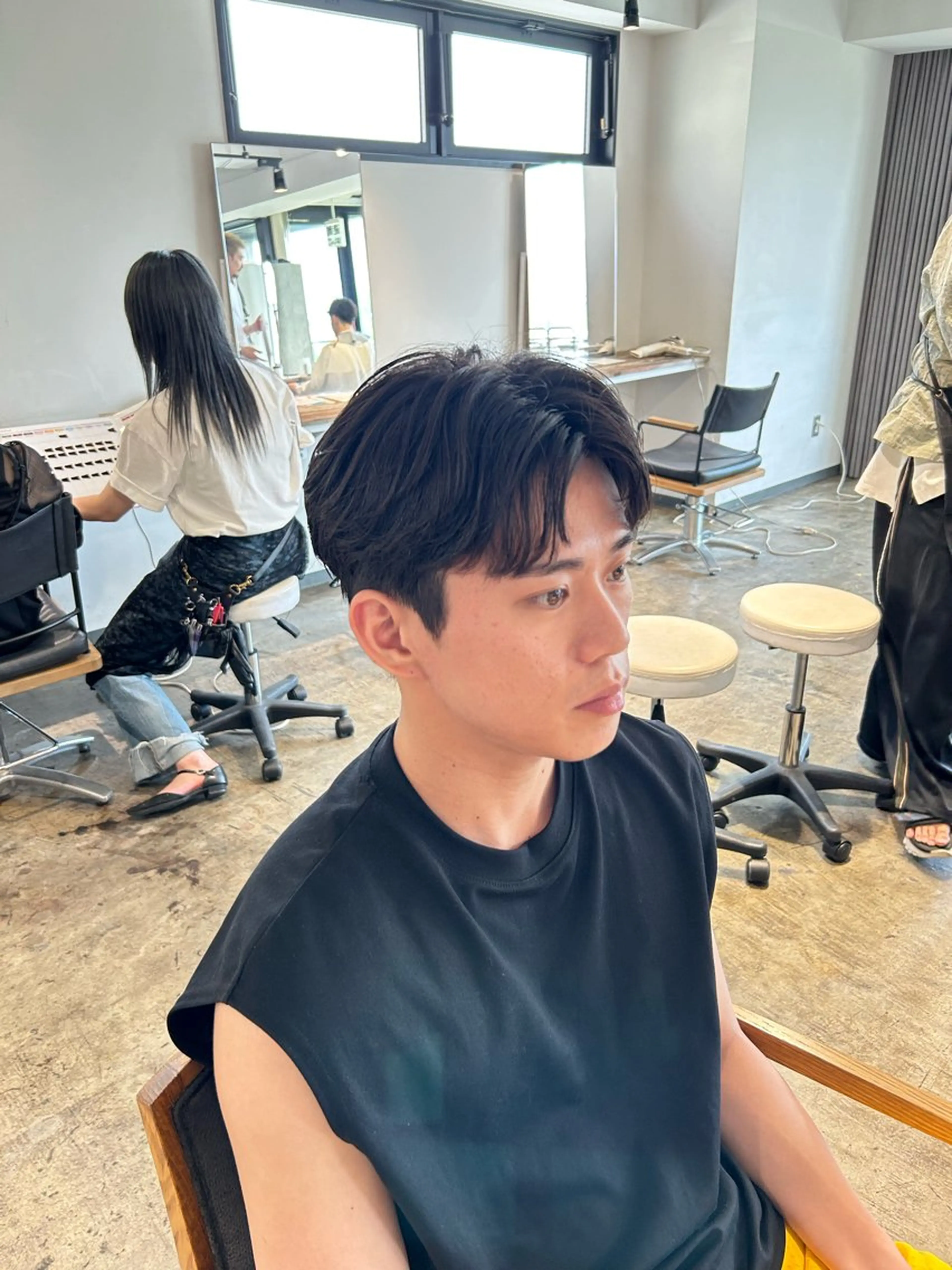 ショート パーマ メンズ センターパート ダウンパーマ カルマパーマ メンズ韓国風 マッシュ become men's hair 名駅店所属・名駅/フェザーパーマ 韓国ヘア/森岡のヘアスタイル