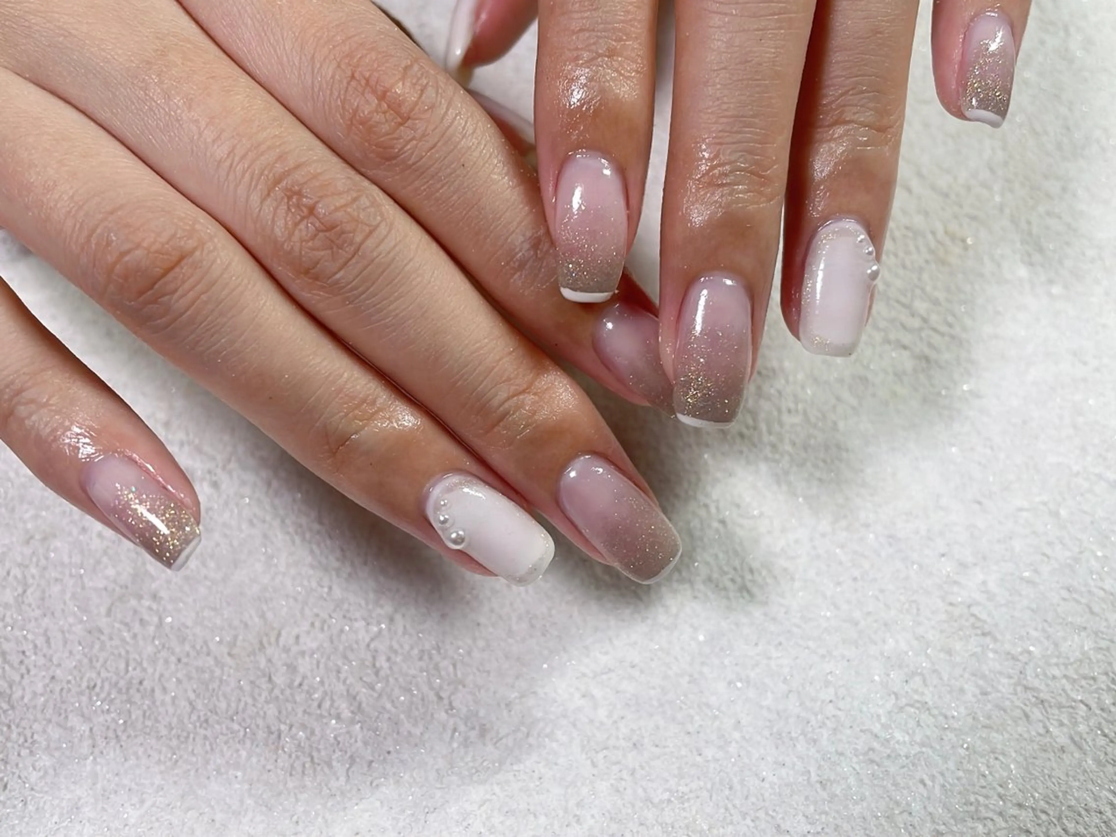 ネイル オーロラネイル フットネイル フレンチネイル ジェルネイル 韓国ネイル ハンドネイル kiki nail 二子玉川のネイルデザイン