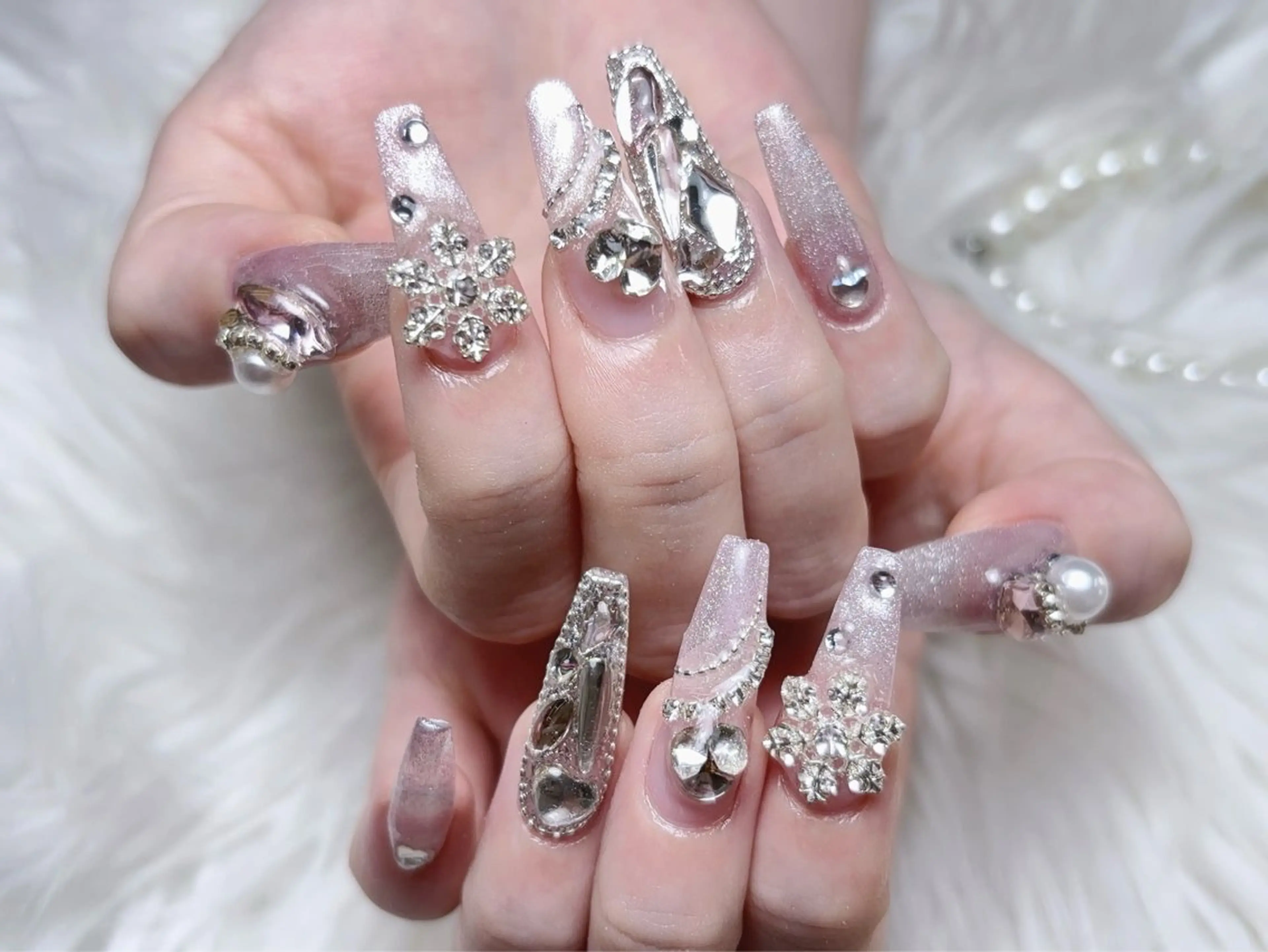 ネイル 長さ出し フレンチネイル ジェルネイル ガラスフレンチ 韓国ネイル ハンドネイル ハンドケア For U nail スカルプ専門店のネイルデザイン