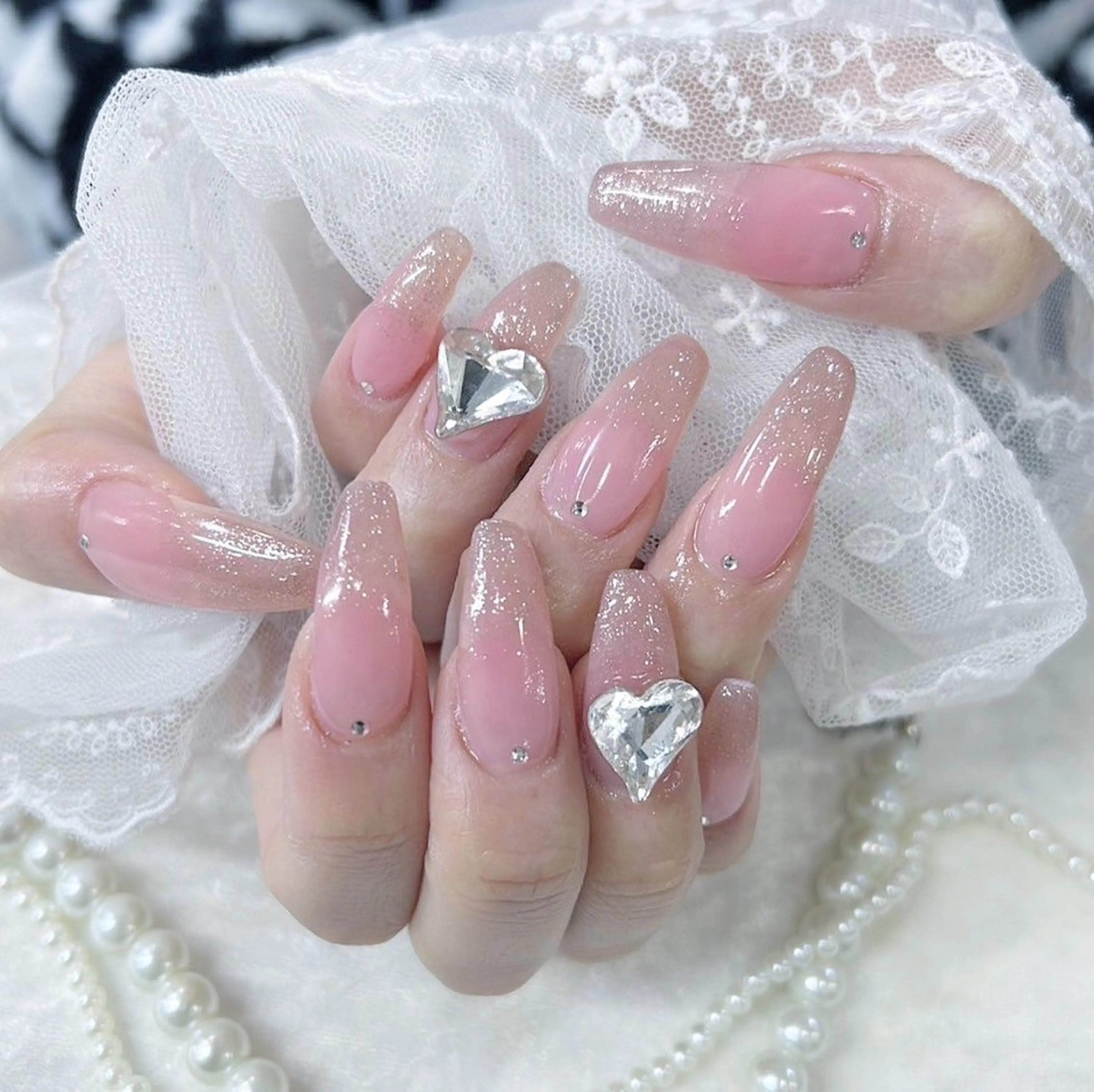 ネイル 長さ出し フットネイル ハート 韓国ネイル マグネットネイル ハンドネイル Minami 🍓のネイルデザイン