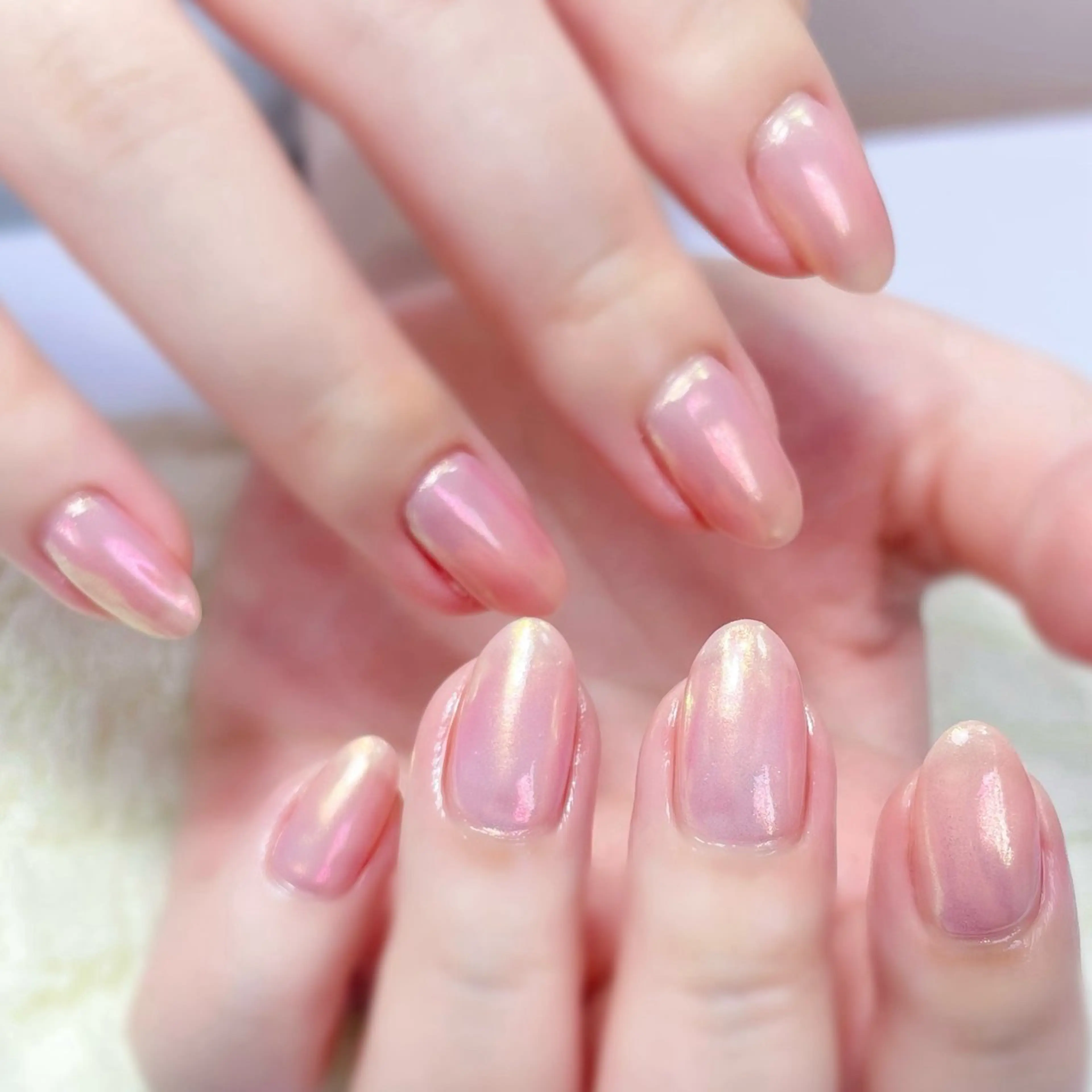 ネイル オーロラネイル ミラーネイル ピンク Chicchi 加茂宮駅徒歩3分のネイルデザイン