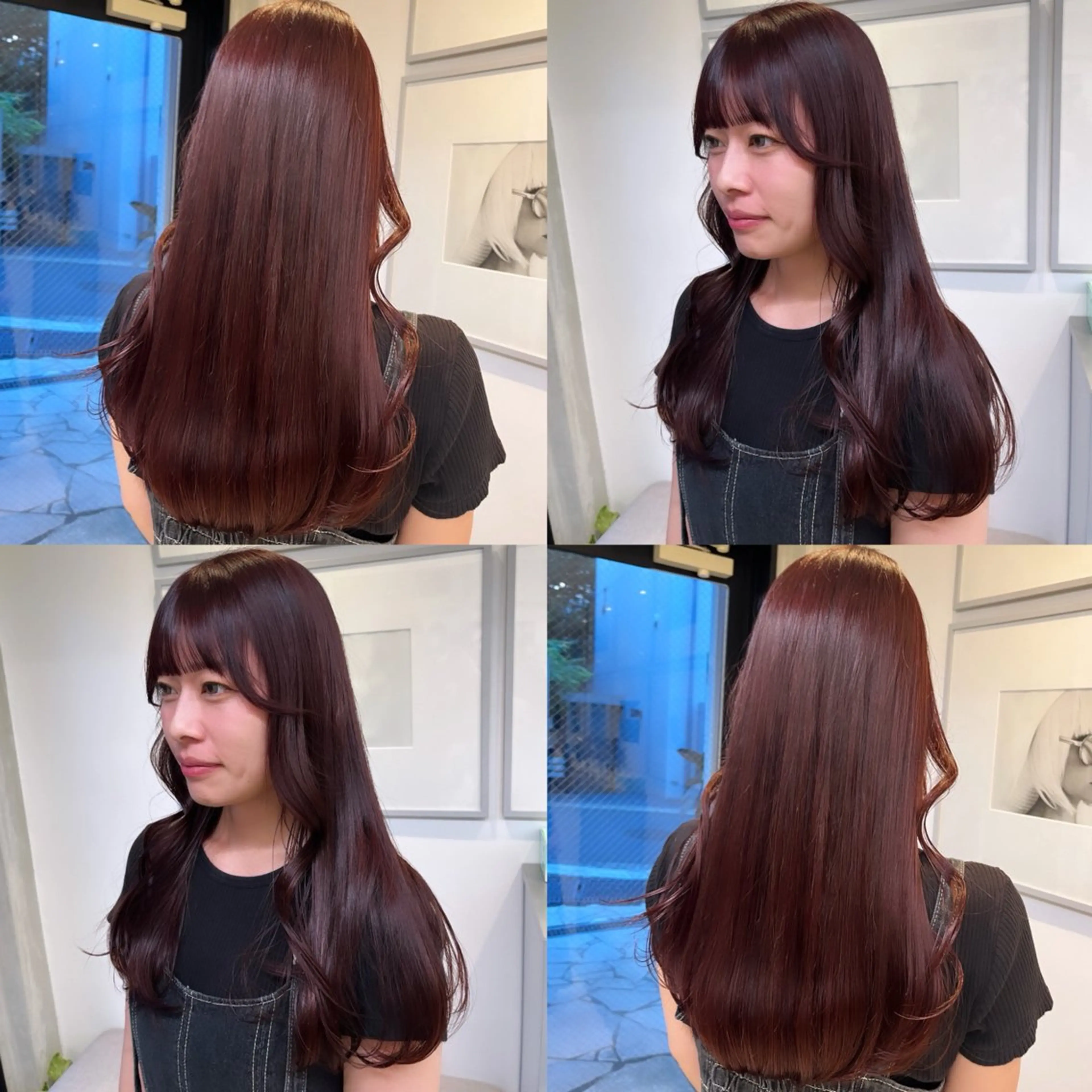 セミロング カラー ボルドーカラー カシス ラベンダーカラー ラベンダーピンク ピンクカラー カット ヘアカラー トリートメント ヘッドスパ ヘアセット カジュアルを女っぽく 𝗮𝘆𝗮𝗰𝗼のヘアスタイル
