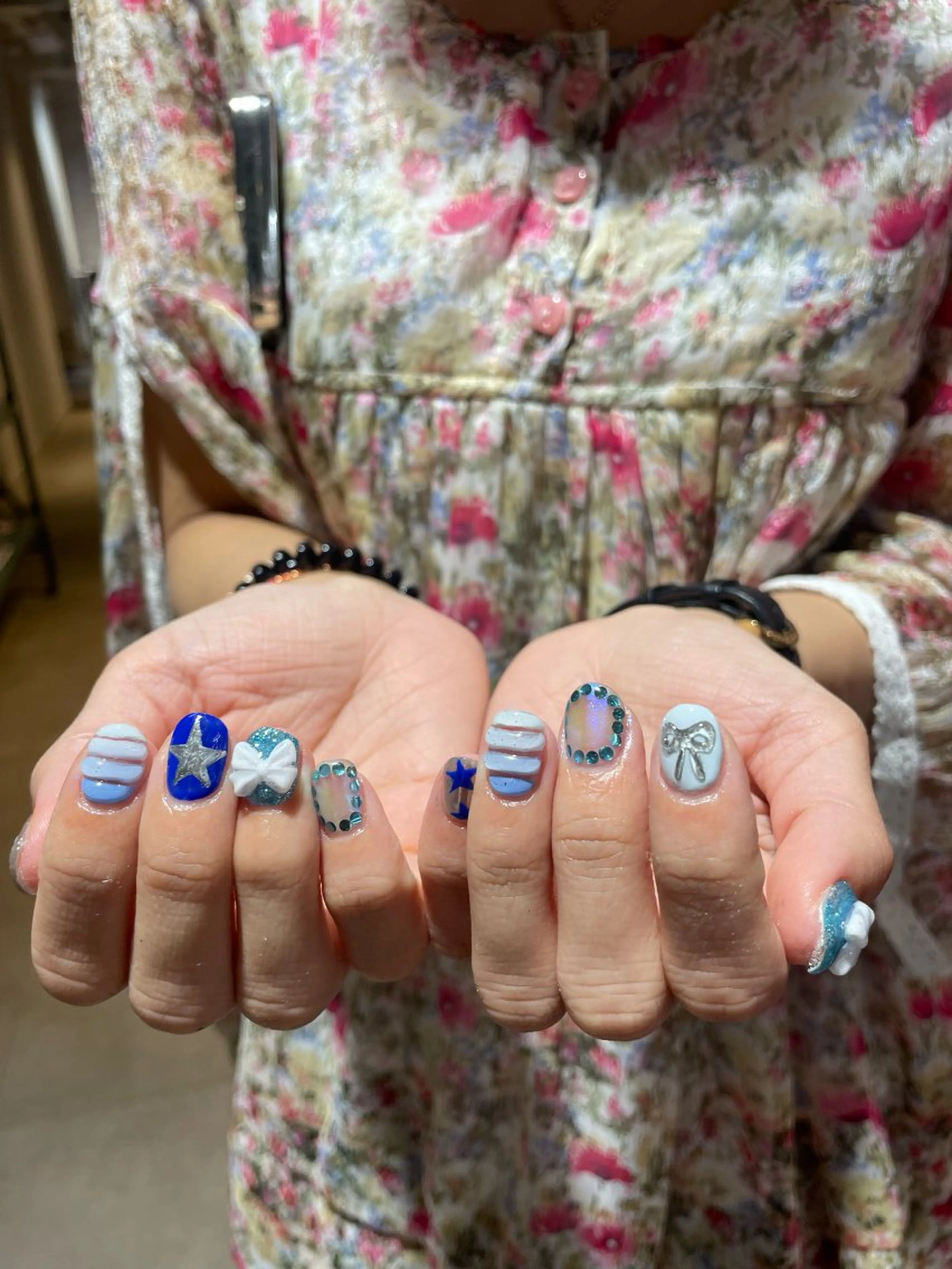 ネイル ブルー HOSHI ⭐️辻堂 /藤沢ガーリーネイルのネイルデザイン