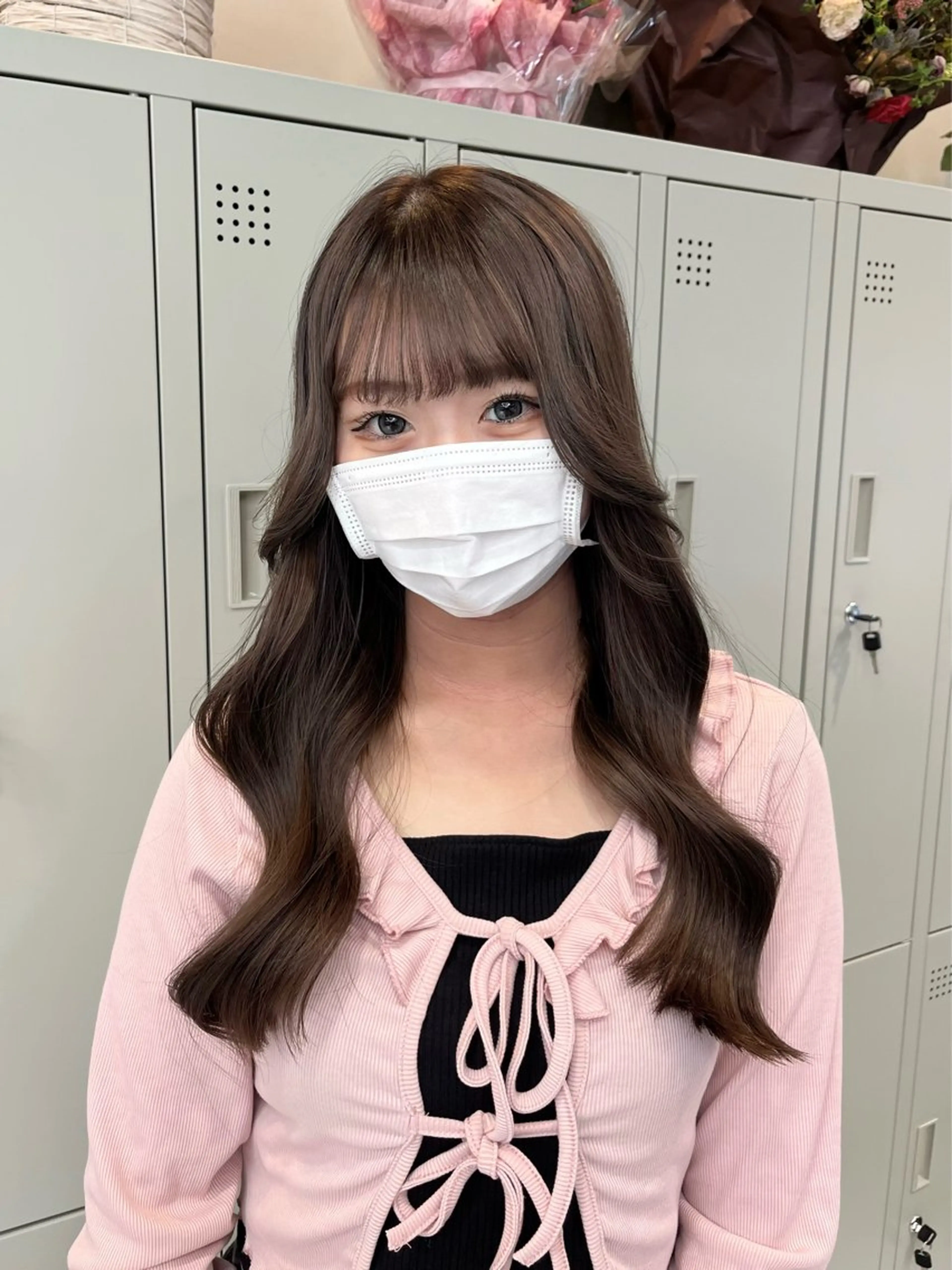 セミロング カラー ブリーチ 透明感カラー グレージュ 顔周りカット 韓国風ヘア カット ヘアカラー トリートメント ヘアセット 韓国ヘア🖤/透明感 shihoのヘアスタイル