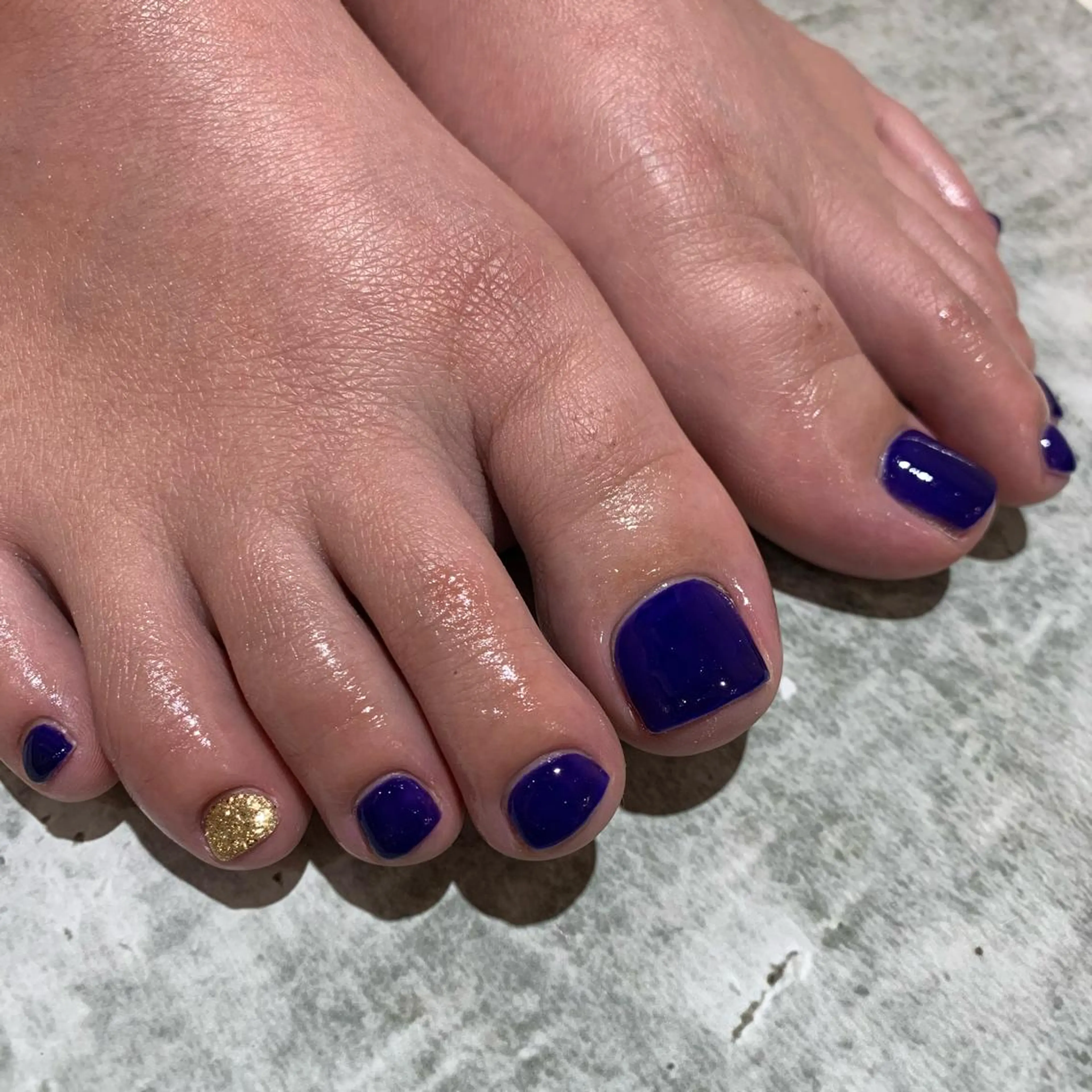 ネイル ブルー ゴールド フットネイル Lia所属・eri chan nailのネイルデザイン