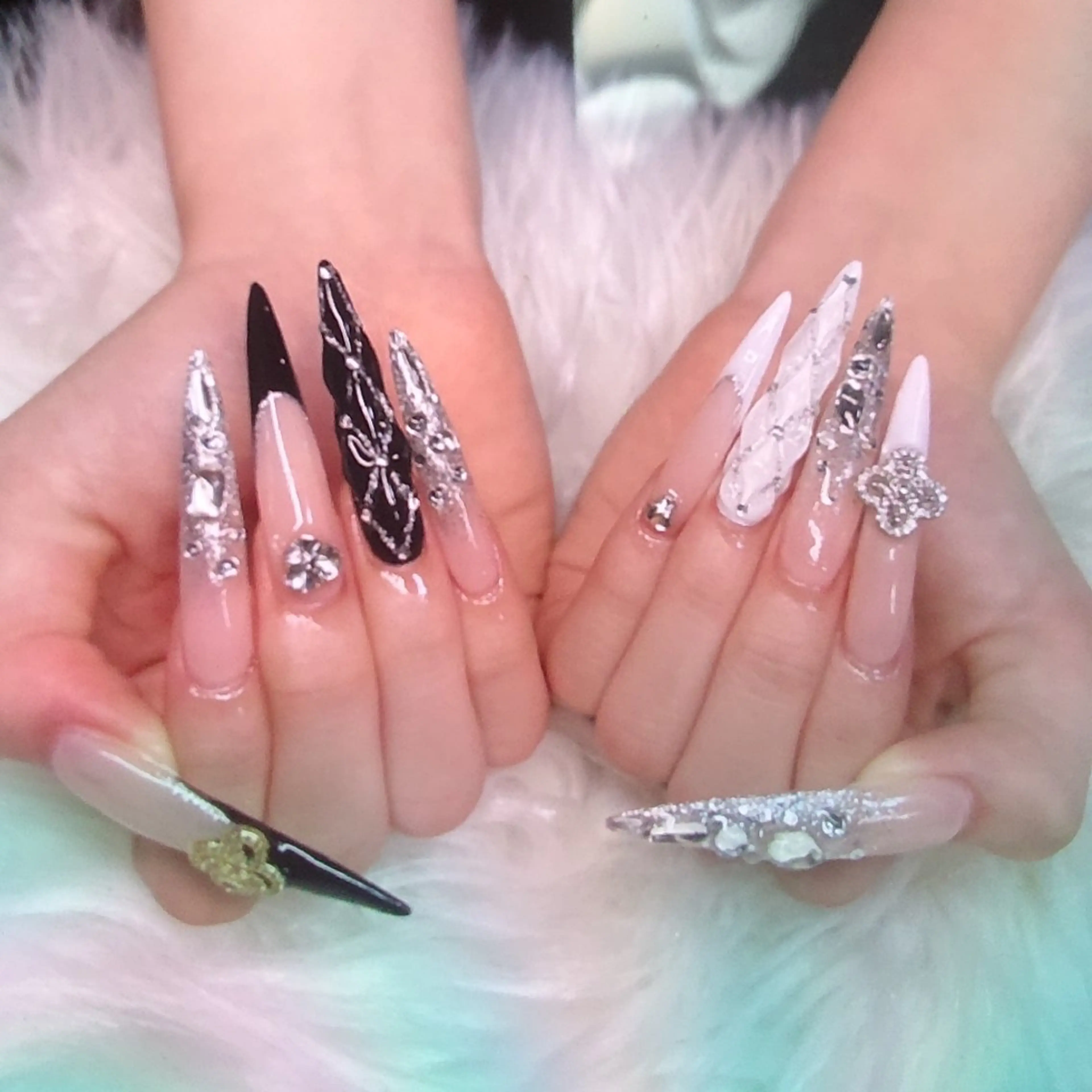 ネイル 長さ出し ロングネイル 冬ネイル ハンドネイル Smile nails92のネイルデザイン