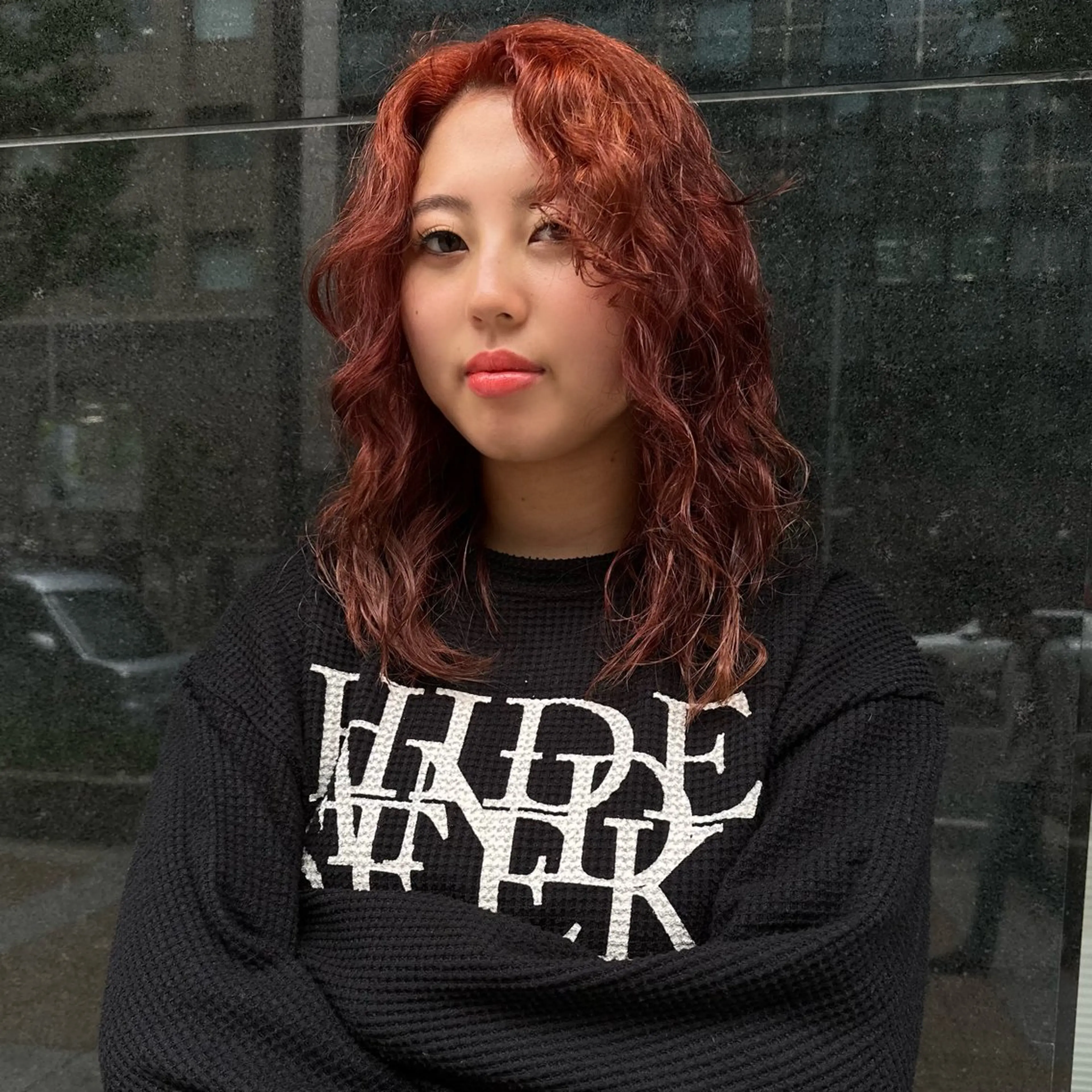 ミディアム カラー オレンジ ヘアカラー mellow所属・顔周りデザイン/ ハイトーン/多田悠馬のヘアスタイル