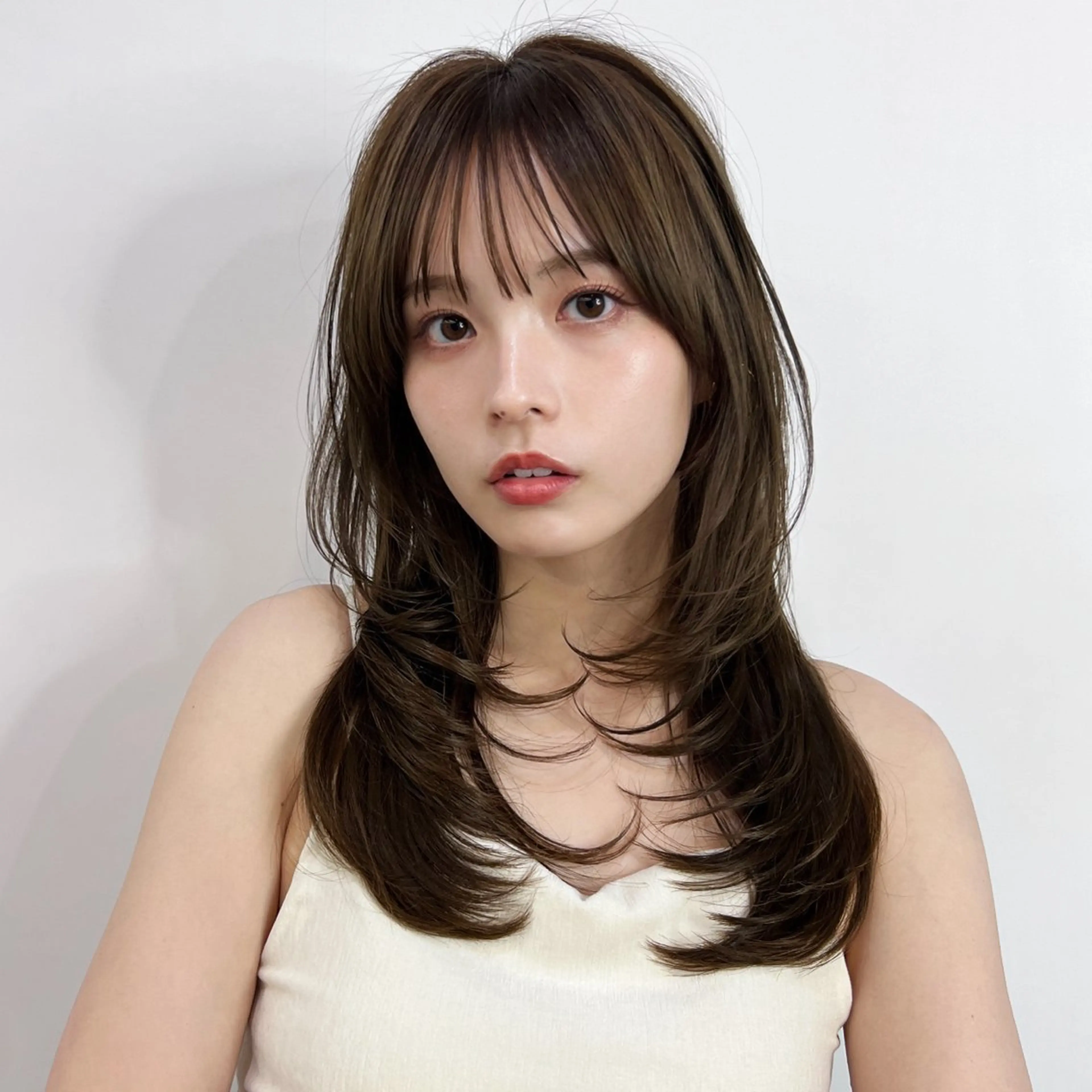 セミロング カラー レイヤーカット カット ヘアカラー トリートメント 韓国×髪質改善💊 似合わせ/武田涼のヘアスタイル