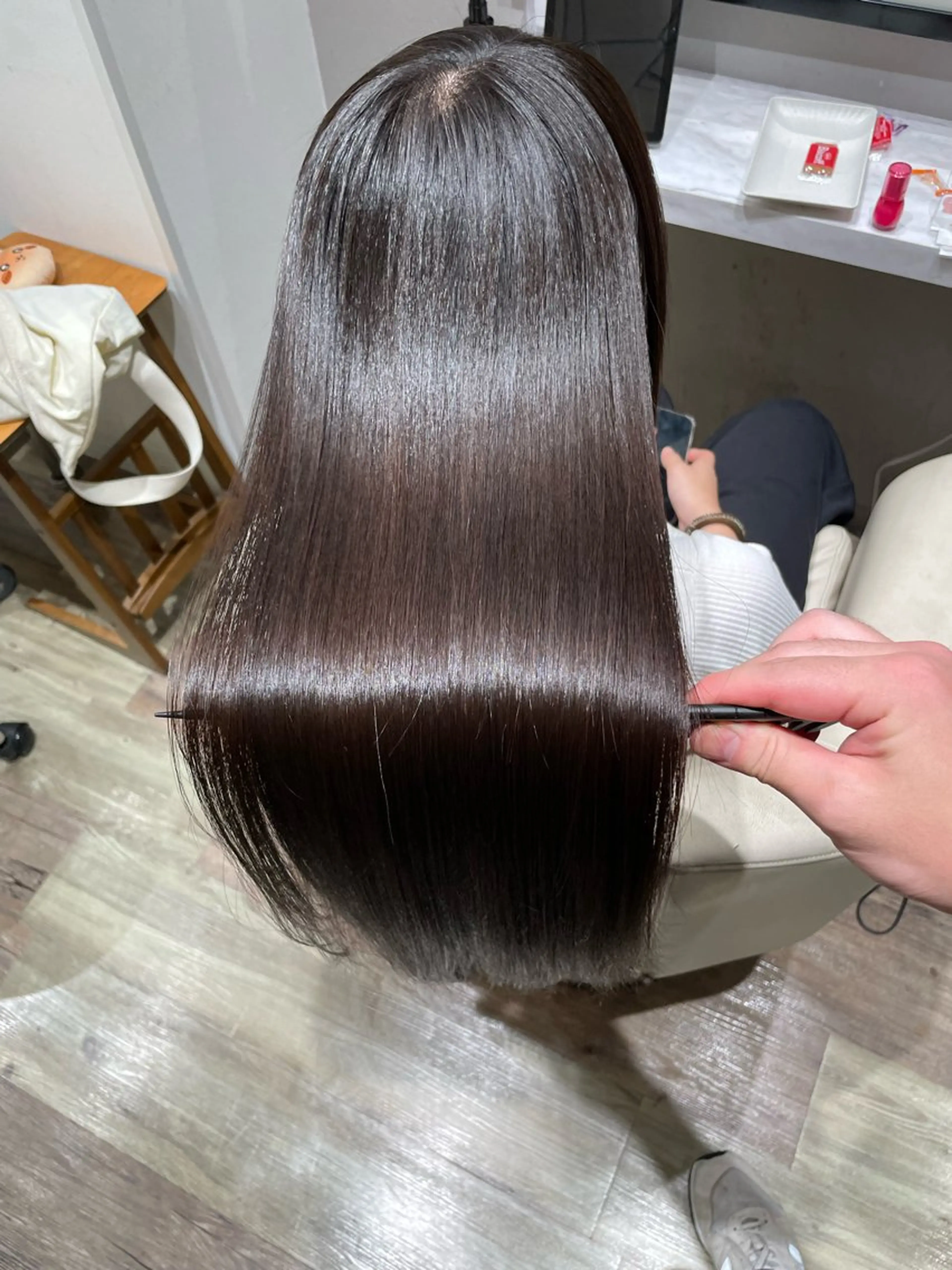 ロング パーマ 髪質改善 ストレートパーマ 縮毛矯正 トリートメント k-twoたき✨艶感 カラー／美髪矯正のヘアスタイル