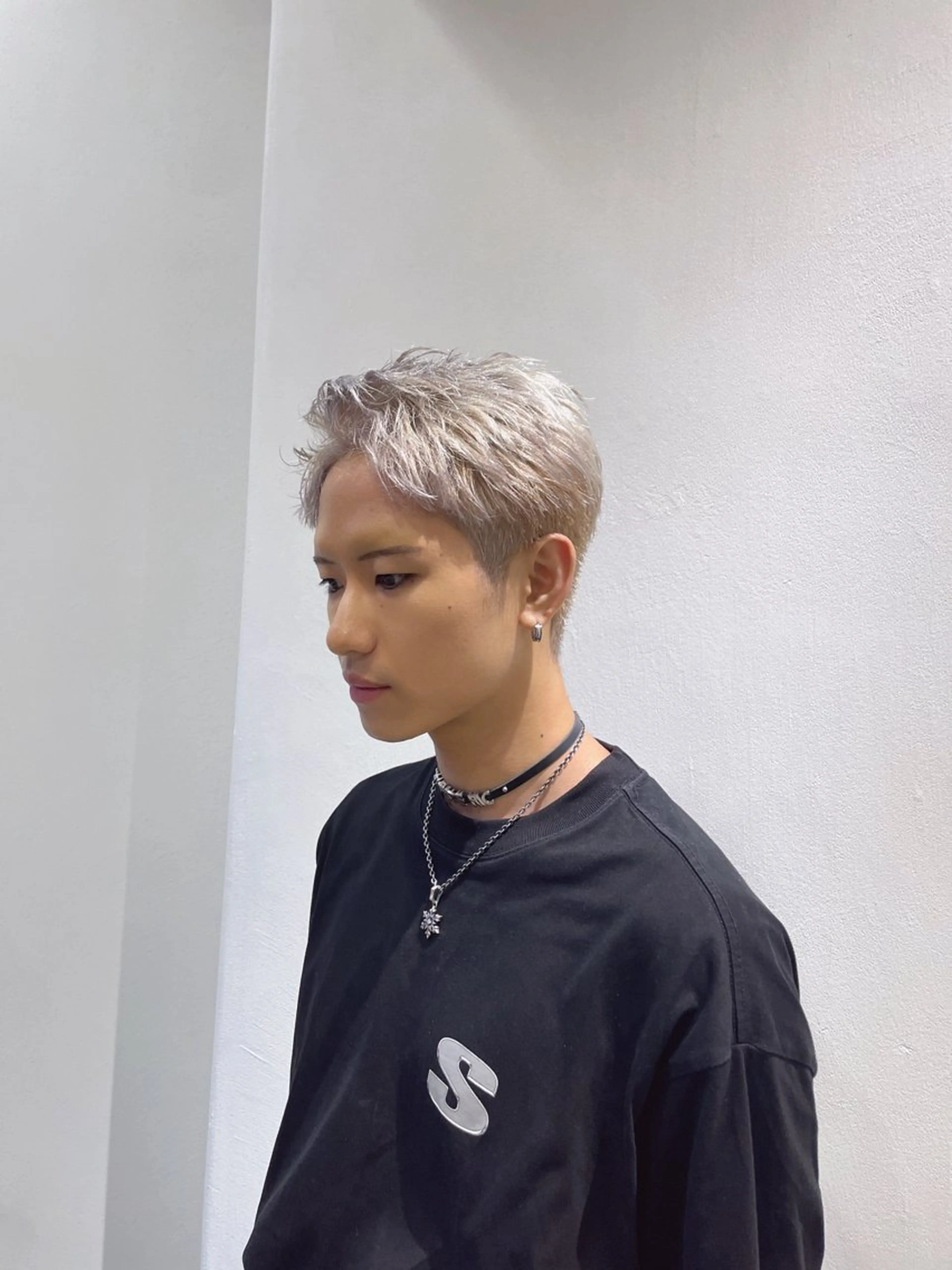 ショート カラー パーマ メンズ メンズブリーチ ブリーチ ヘアカラー トリートメント 渋谷/レイヤーボブ・ 透明感カラーしょうごのヘアスタイル