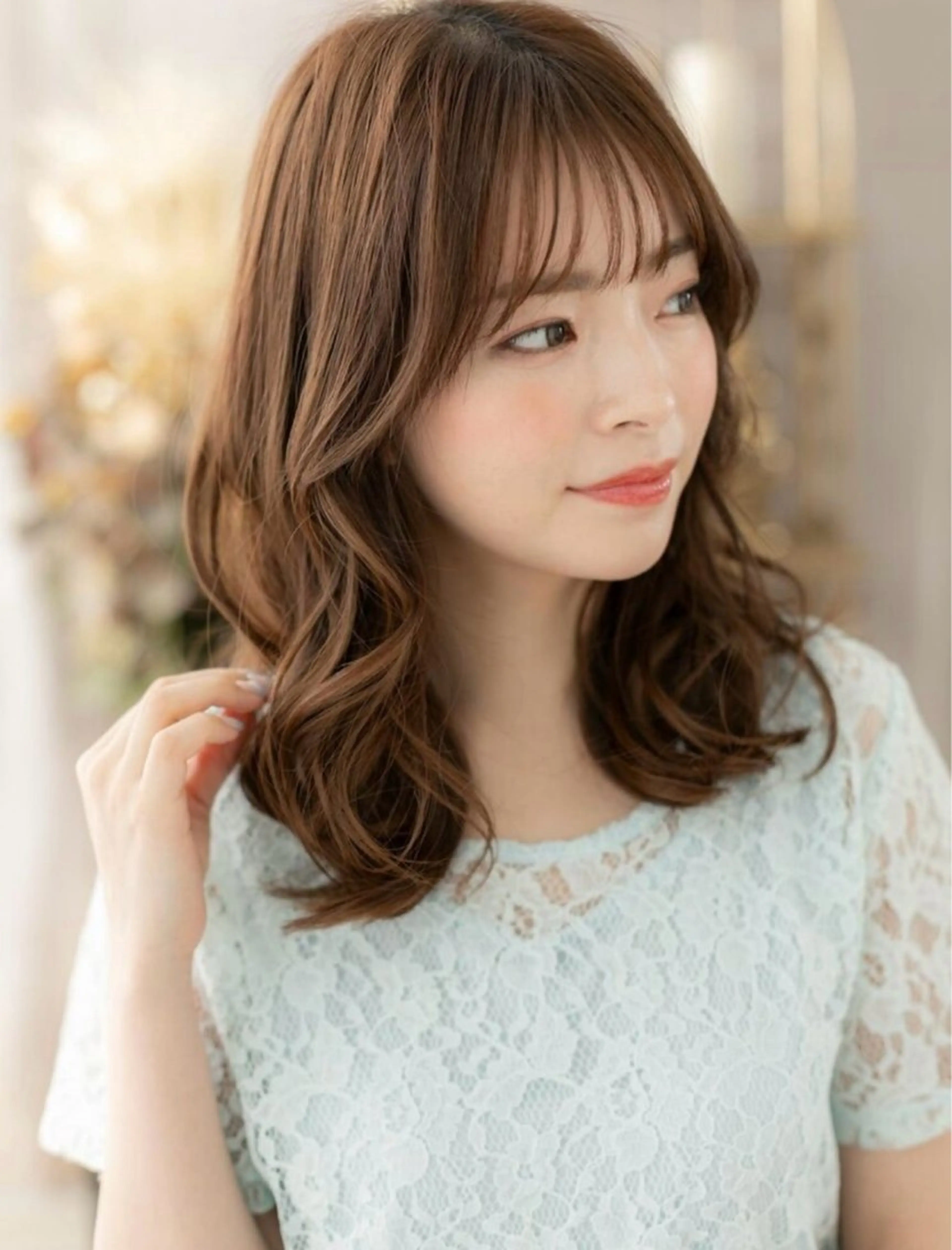 セミロング カラー パーマ カバーヘアブリス上尾店所属・飯田 萌友のヘアスタイル