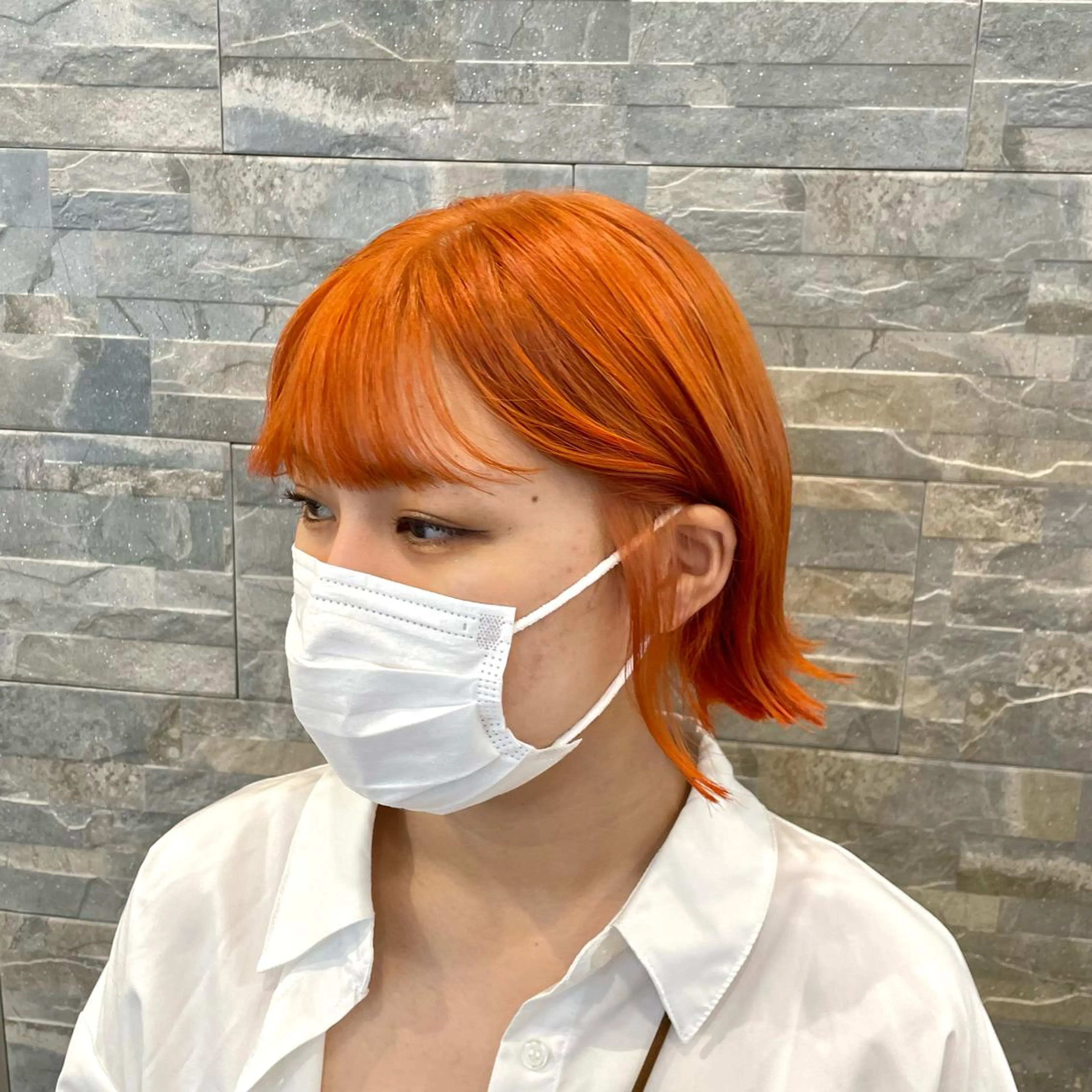 ミディアム カラー オレンジ La Blessグランサロン梅田店所属・梅田美容室/ ウルフカットのヘアスタイル