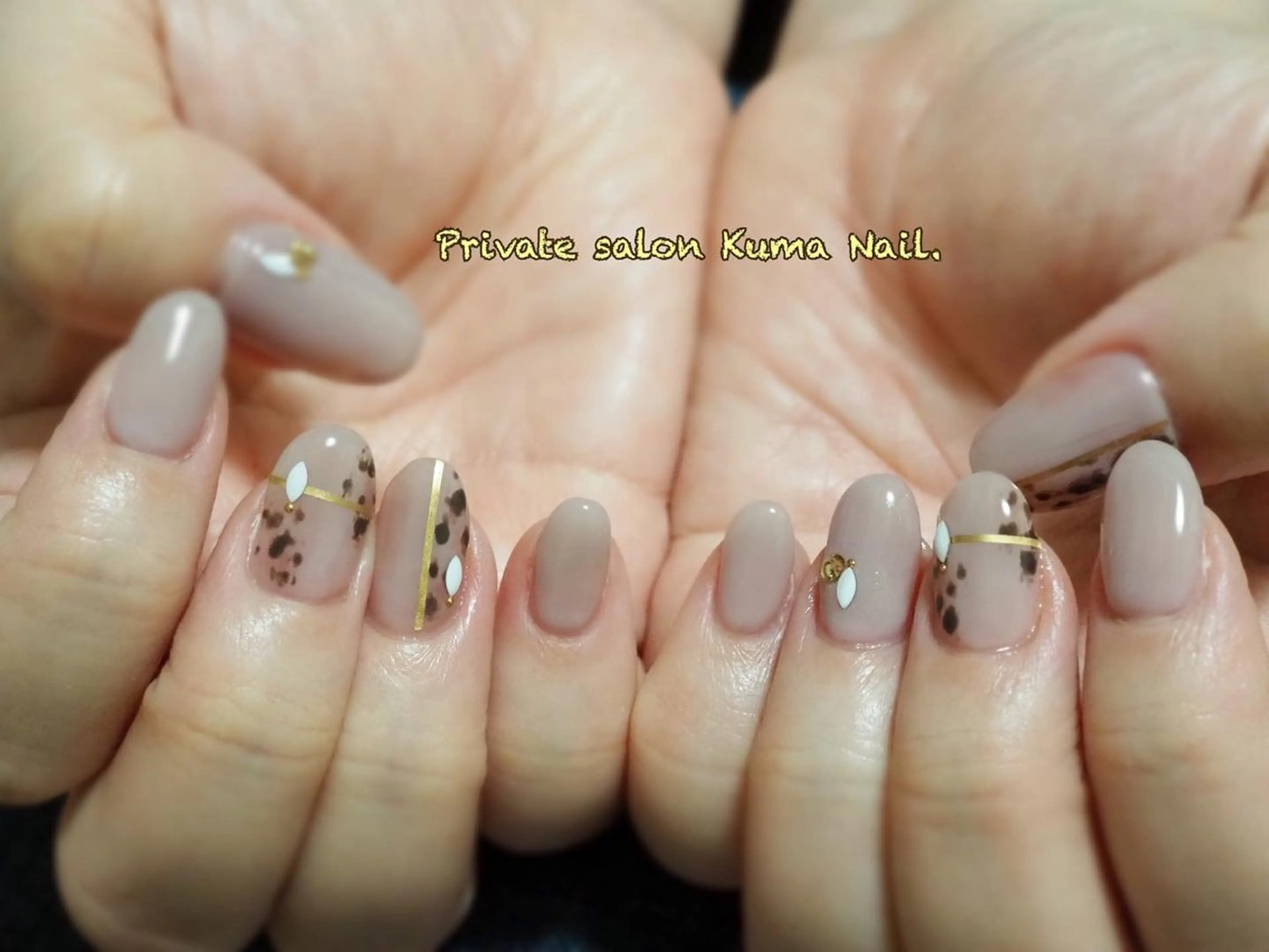 ネイル アニマル柄 ニュアンスネイル オフィスネイル シンプルネイル 藤が丘/守山/長久手 Kuma Nailのネイルデザイン