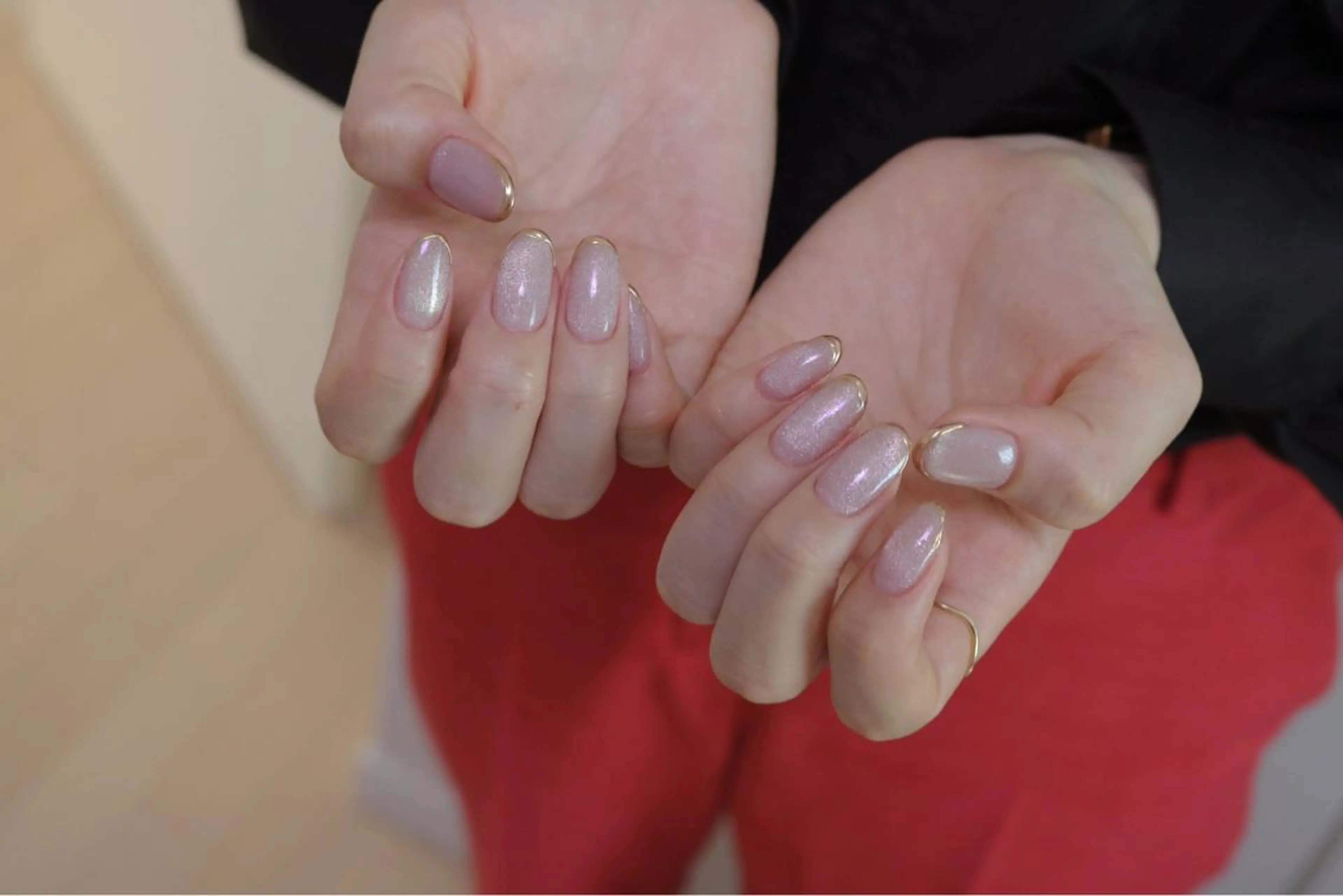 ネイル オーロラネイル カジュアル 長さ出し ジェルネイル 韓国ネイル ハンドネイル MH Nailのネイルデザイン