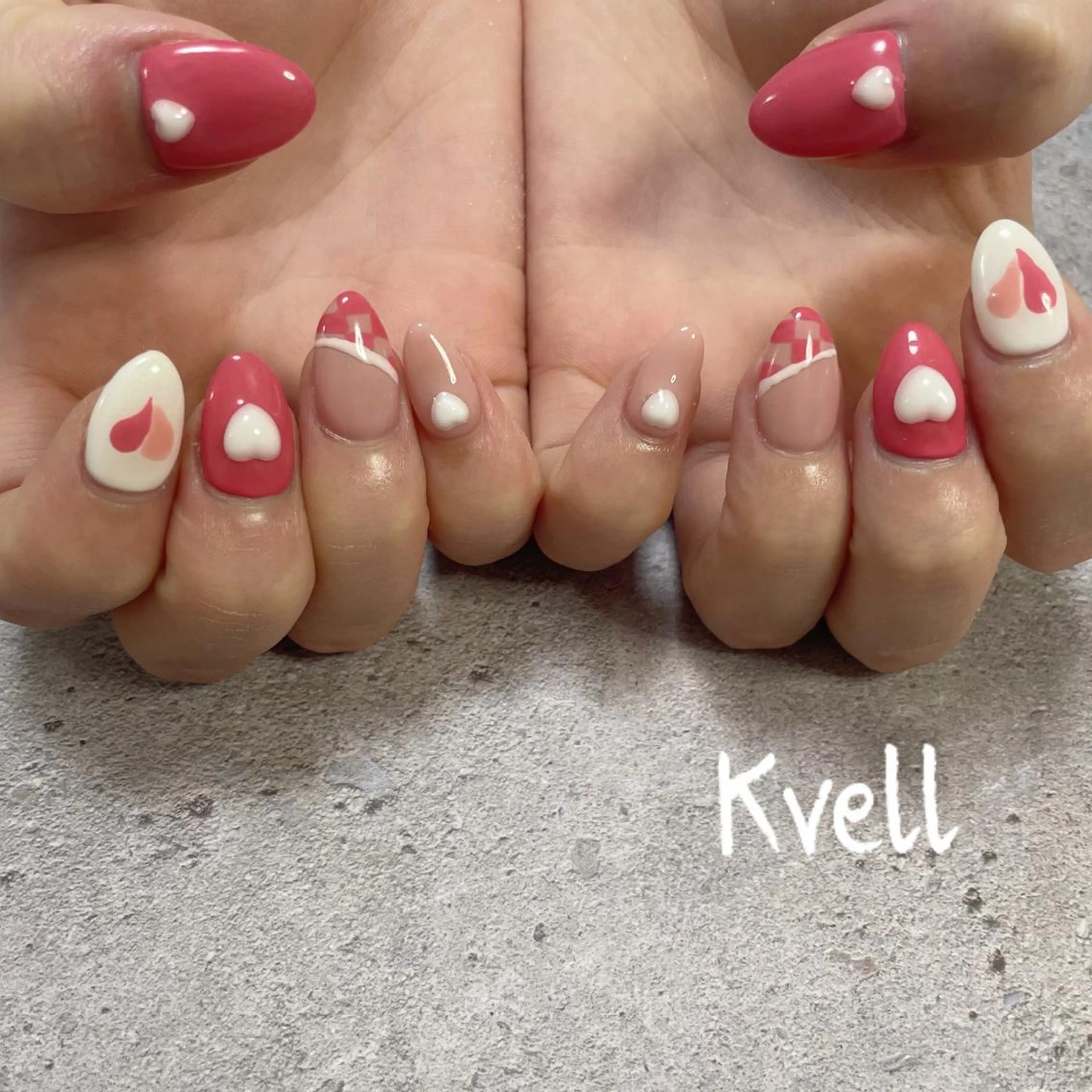 ネイル ハート ハンドネイル nail salon  Kvell所属・nailsalon Kvellのネイルデザイン