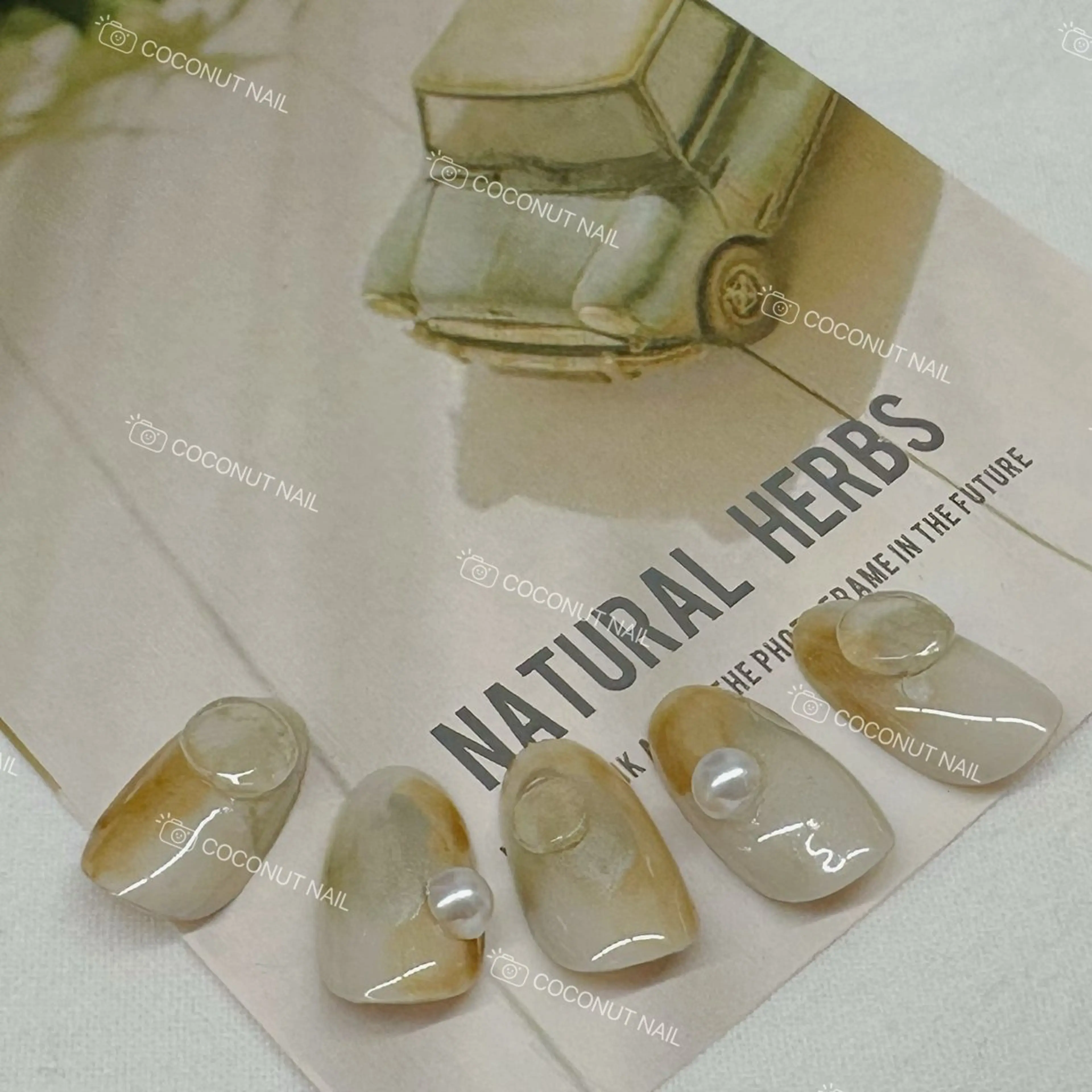 ネイル ニュアンスネイル ハンドネイル 神田 ココナッツのネイルデザイン