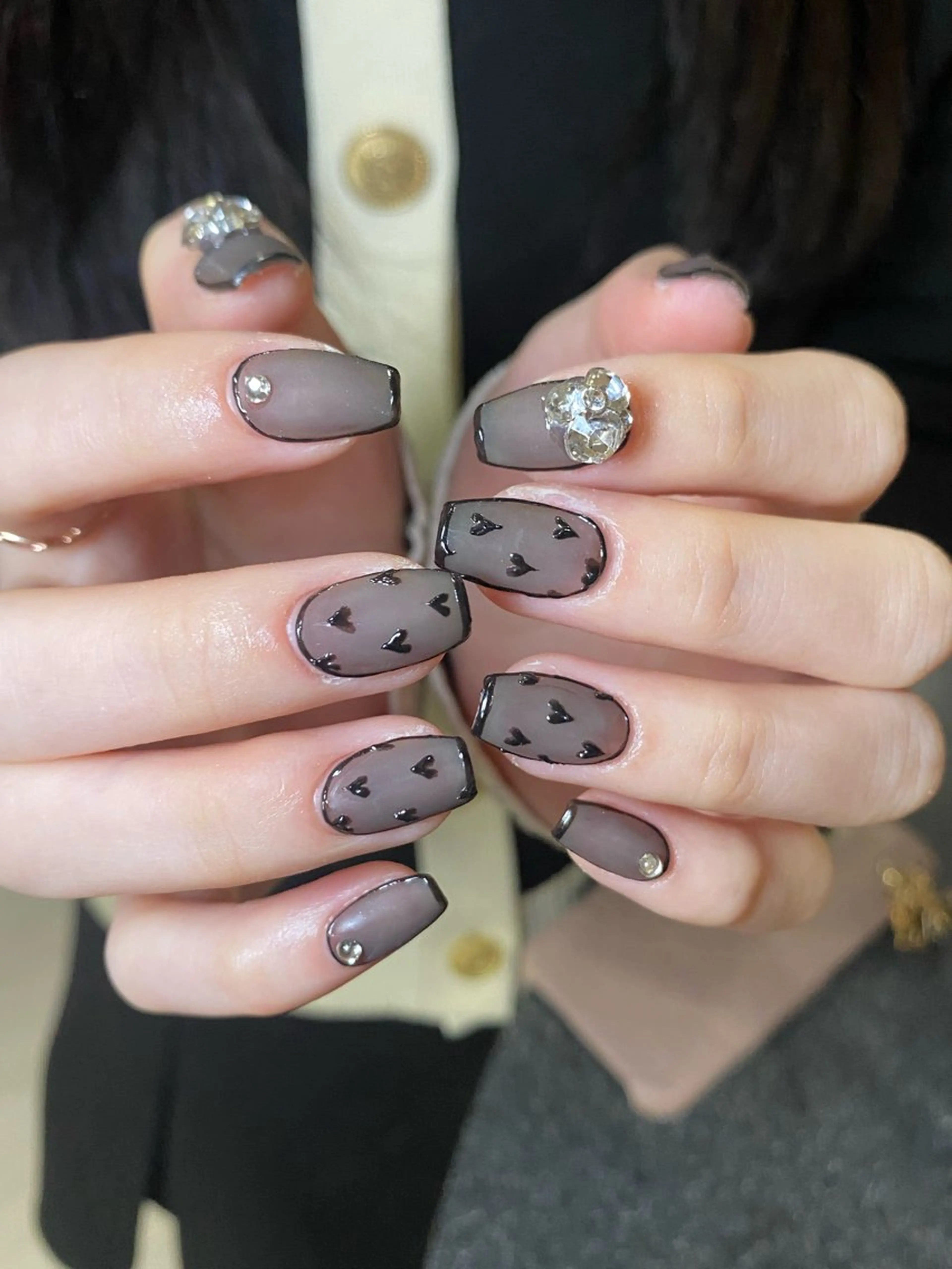 ネイル レース ハンドネイル Dark Honey karinのネイルデザイン