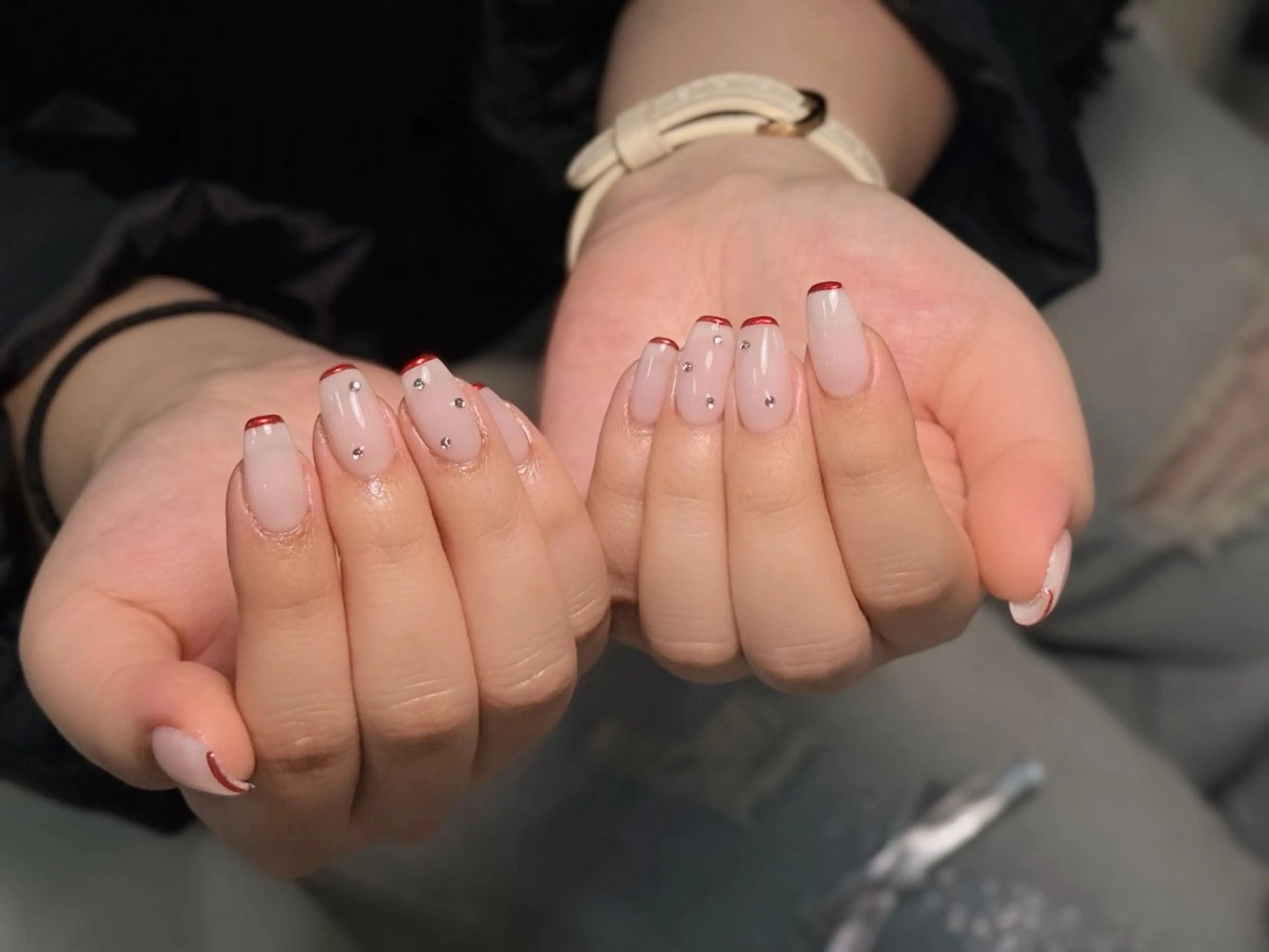 ネイル アートネイル オーロラネイル チークネイル フレンチネイル ガラスフレンチ ハンドネイル 🎀🎀YooLi Nail Salonのネイルデザイン