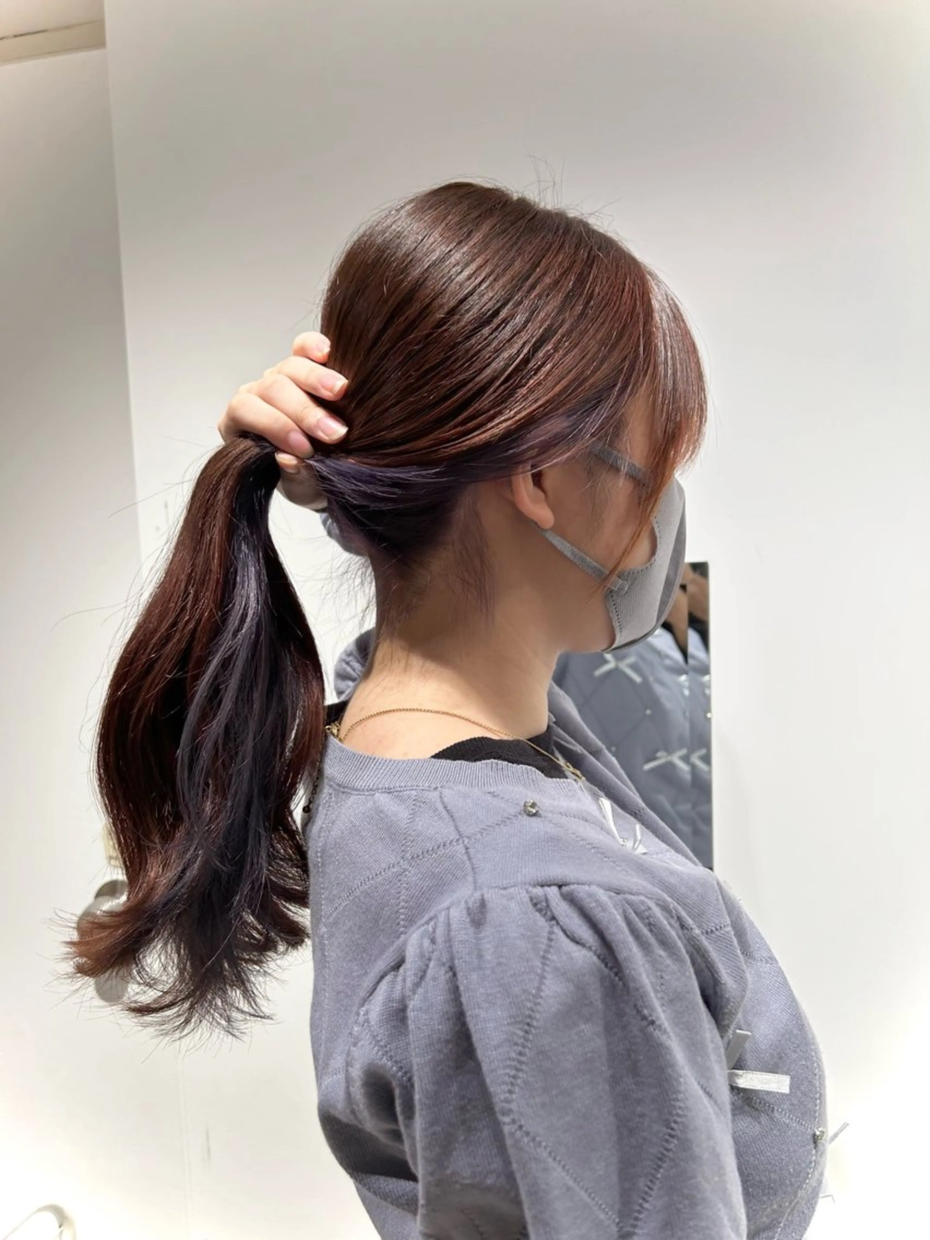 ロング カラー インナーカラー パープルカラー カット ヘアカラー トリートメント ヘッドスパ GO TODAY  SHAIRE  SALON   渋谷モディ所属・スキバサミを使わない カット🌼唯🌼のヘアスタイル