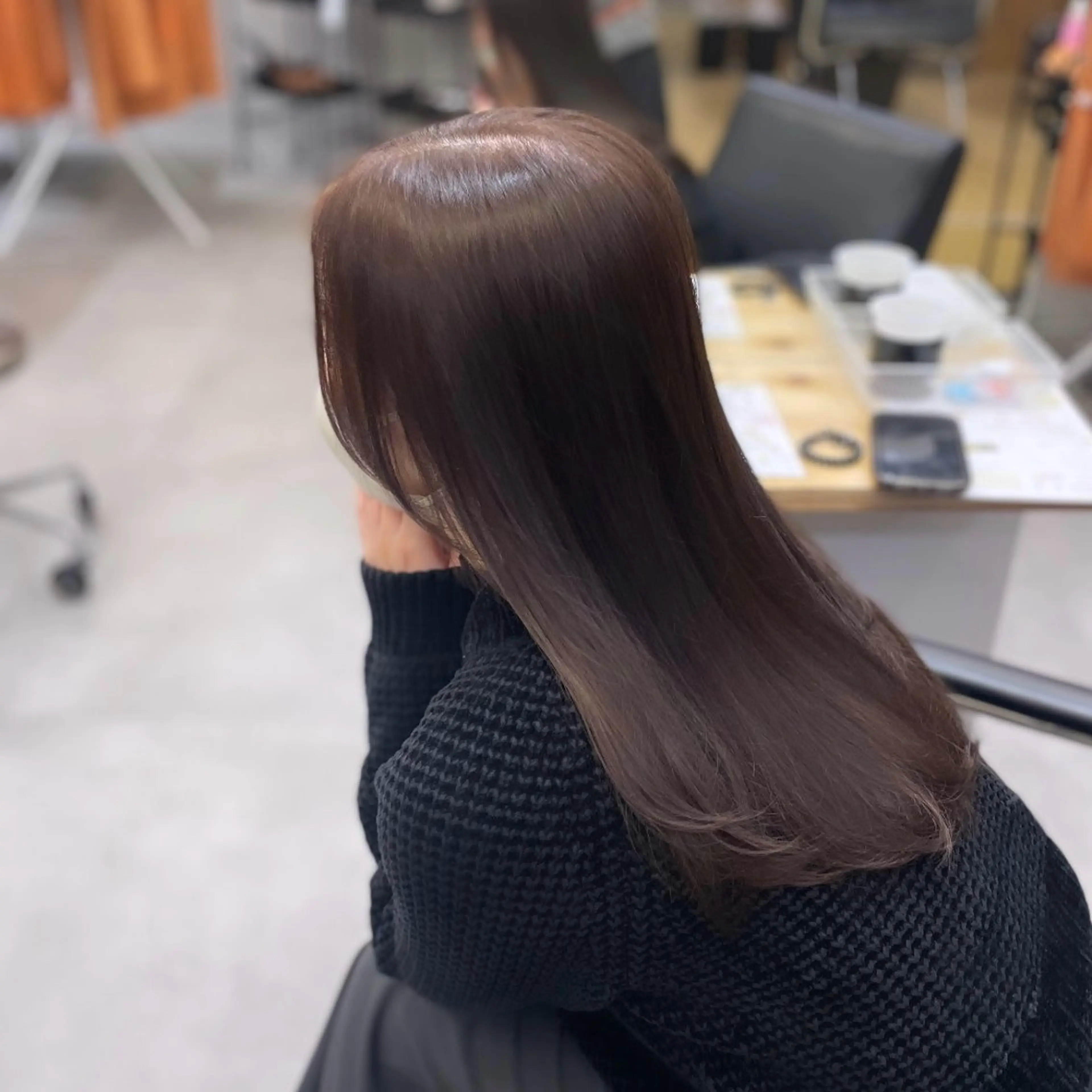 セミロング カラー グレージュ ピンクカラー ヘアカラー Rui/透明感カラー 暖色/レイヤーカットのヘアスタイル
