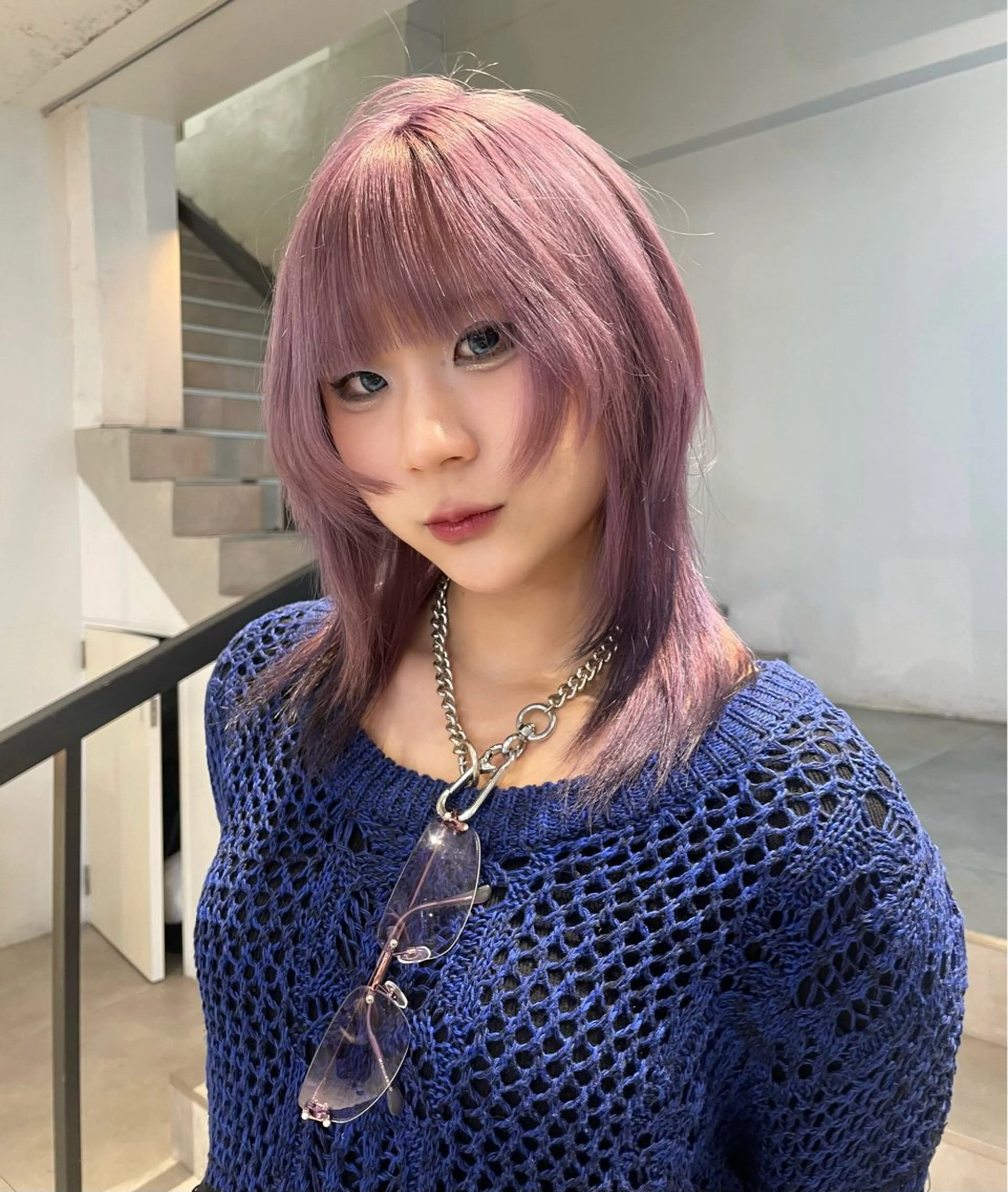 カラー ハッシュレイヤー/ ベージュ/senaのヘアスタイル